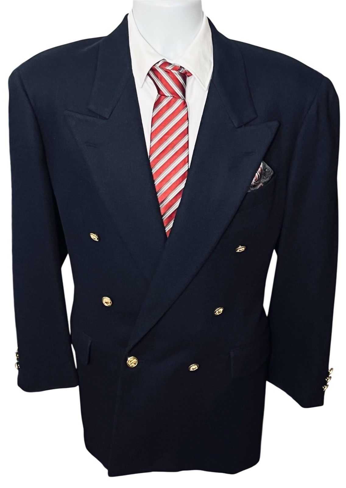 Vintage 70’s SOUTHWICK Double Breasted Navy Blue Blazer Mens 40R Gold Buttons