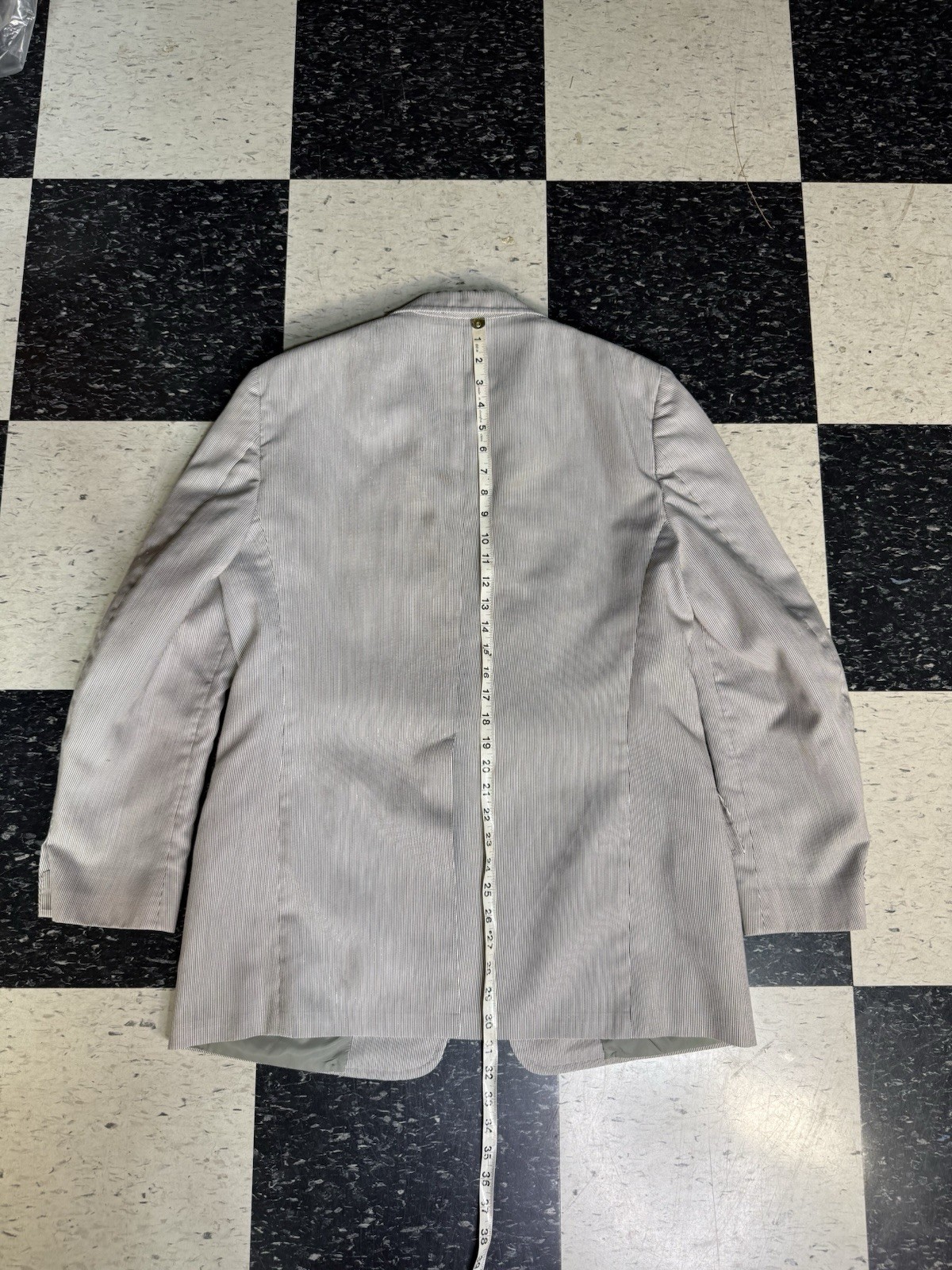 Vtg 80s Haspel Seersucker Suit 2pc Stripe Men 40R 34z31 White Gray Cotton Preppy