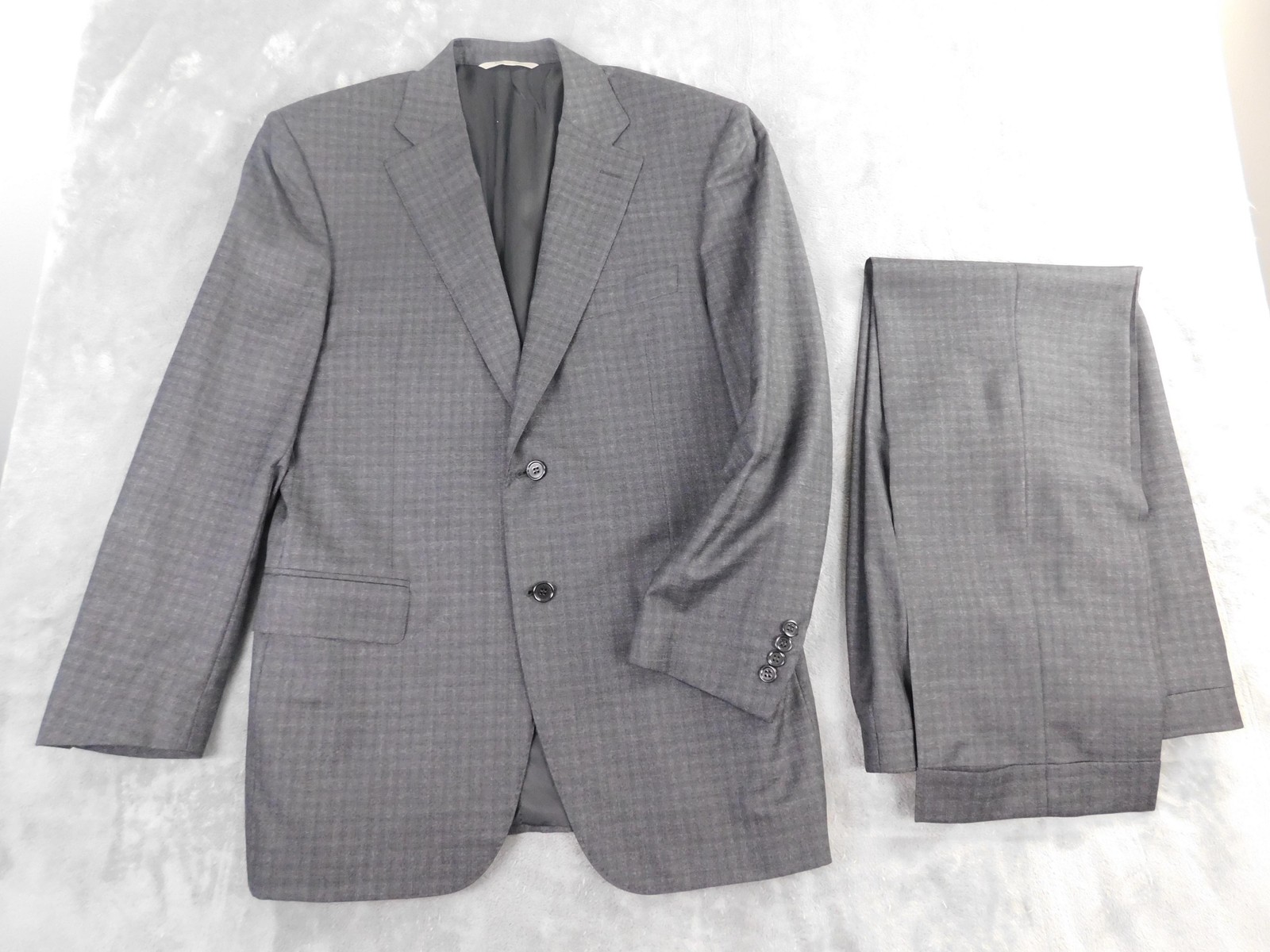 Canali Suit Mens 40R IGray Wool Check 2 Piece 34×28 Italy Notch Lapel Jacket