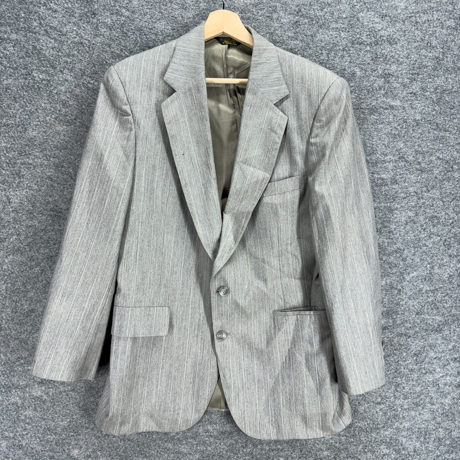 Adams Row Blazer Men 42 Gray Button Up Collared Long Sleeve Regular Fit Pockets