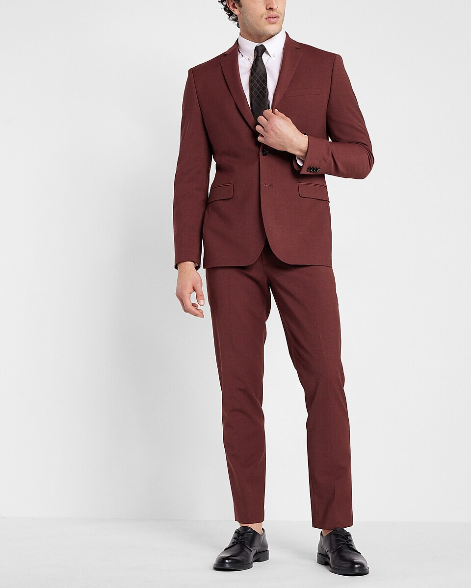 NEW EXPRESS $298 BURGUNDY EXTRA SLIM WOOL BLEND MODERN TECH SUIT JACKET SZ 42S