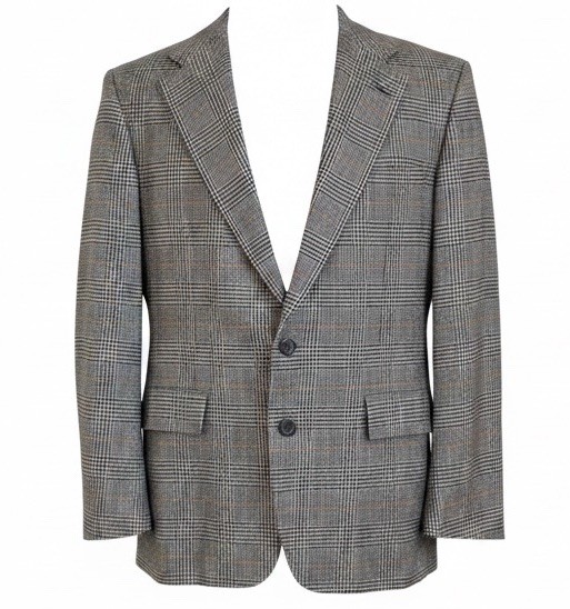Vintage Hickey Freeman Boardroom Sport Coat Gray Glen Plaid Silk Wool Jacket 40R