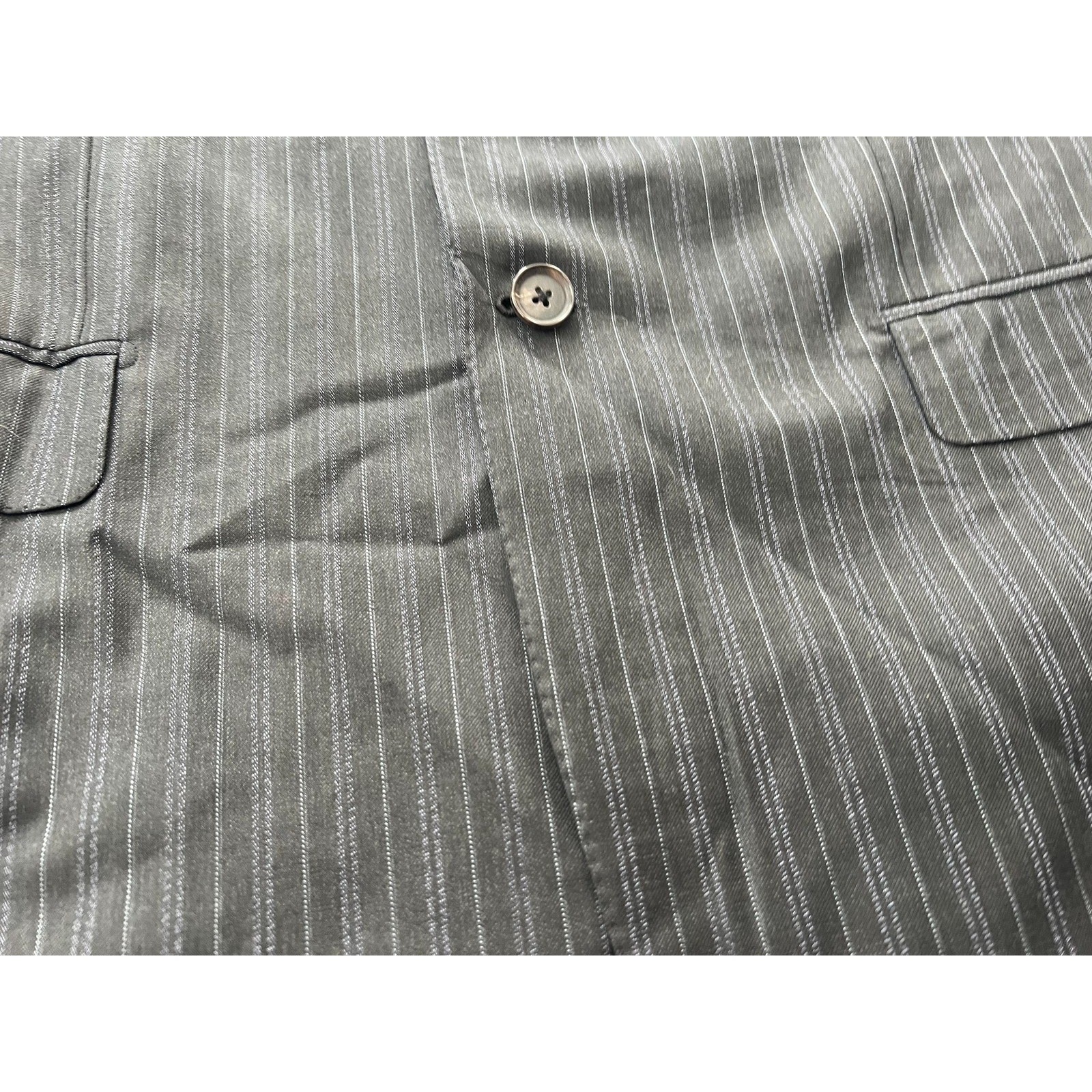 Isaia Napoli Gianluca Stewart A Pinstripe Wool Blazer Gray Blue 56L IT 46L US