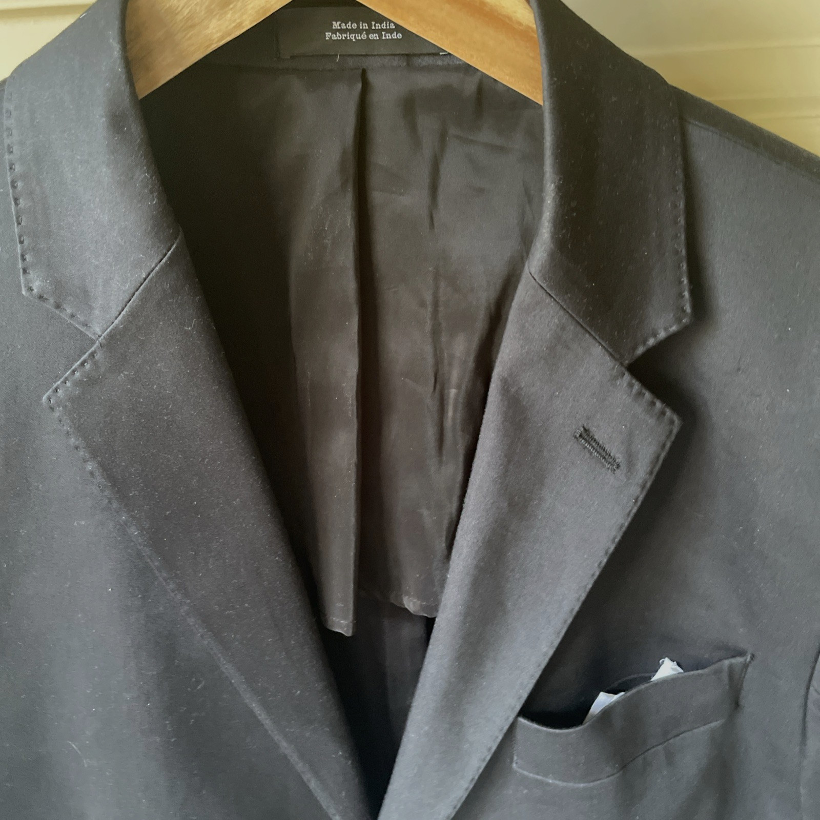 Nordstrom Black Cotton Spandex Extra Trim Fit Stretch Blazer Mens Large