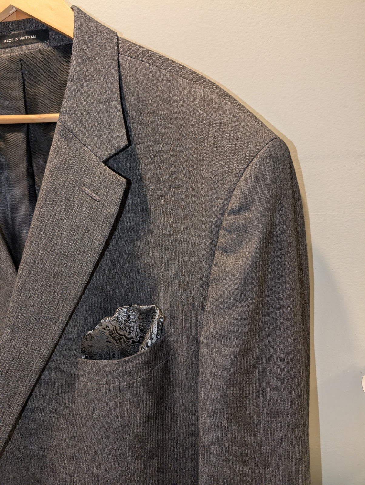 Kenneth Cole Awearness Modern Suit Men 54R Gray Wool Stretch 46×25 Unhemmed 30