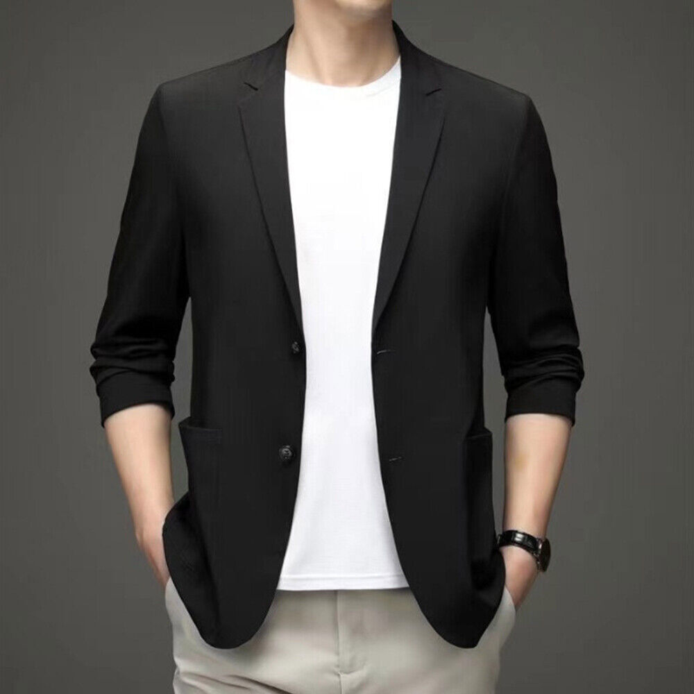 Men’s Ice Silk Thin Suit Jacket Business Casual Loose Coat Blazer Top Outerwear