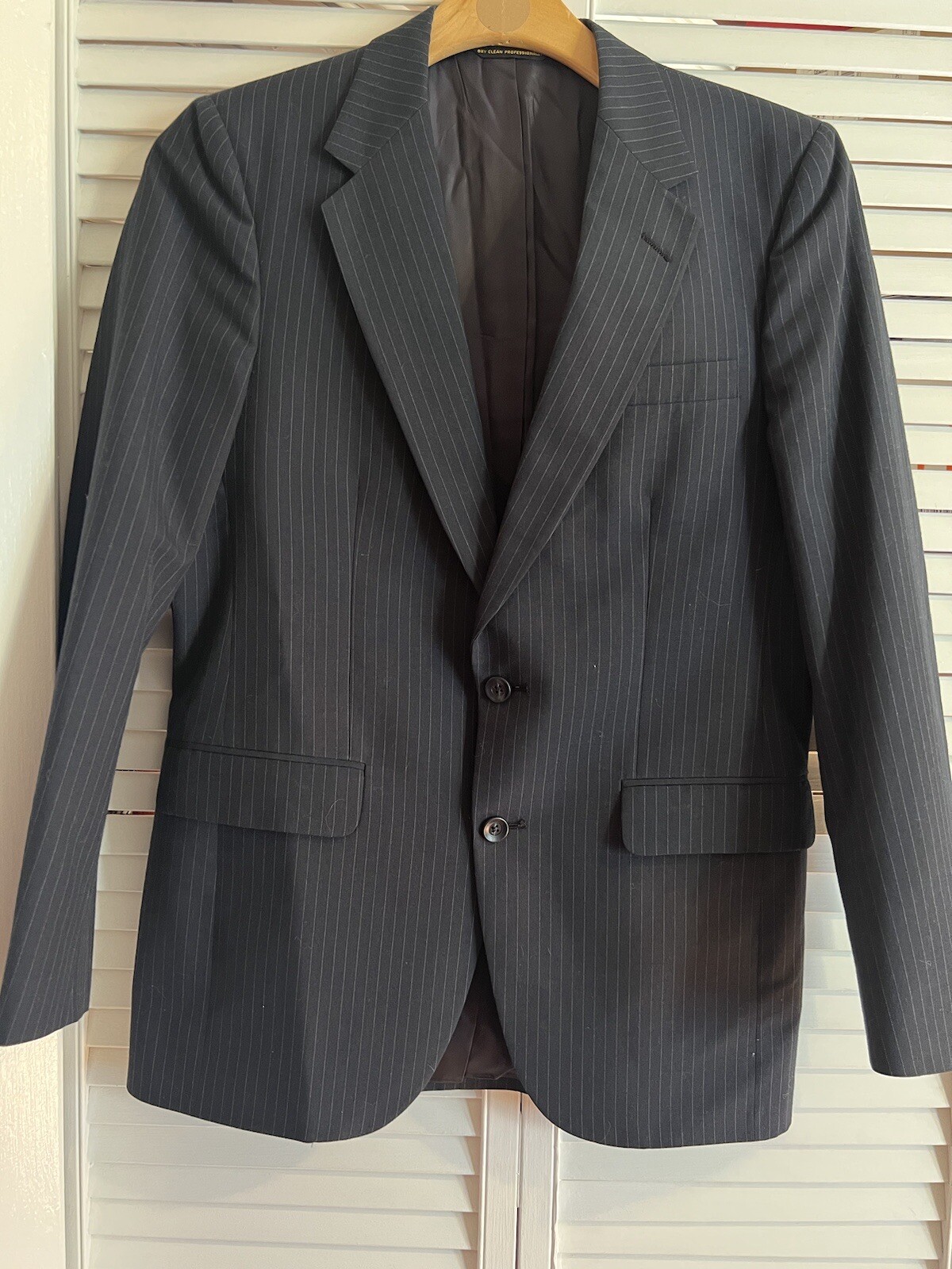 HALSTON Men’s Size 39 Blazer Sport Coat Suit Jacket Blue Striped Made In USA