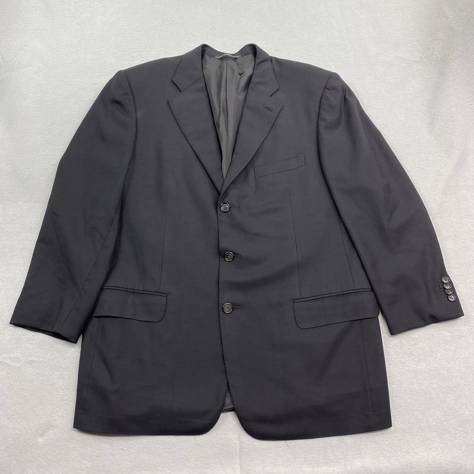 Ermenegildo Zenga Jacket Mens IT 54R Black 15 Milmil 15 3 Buton Front Wool