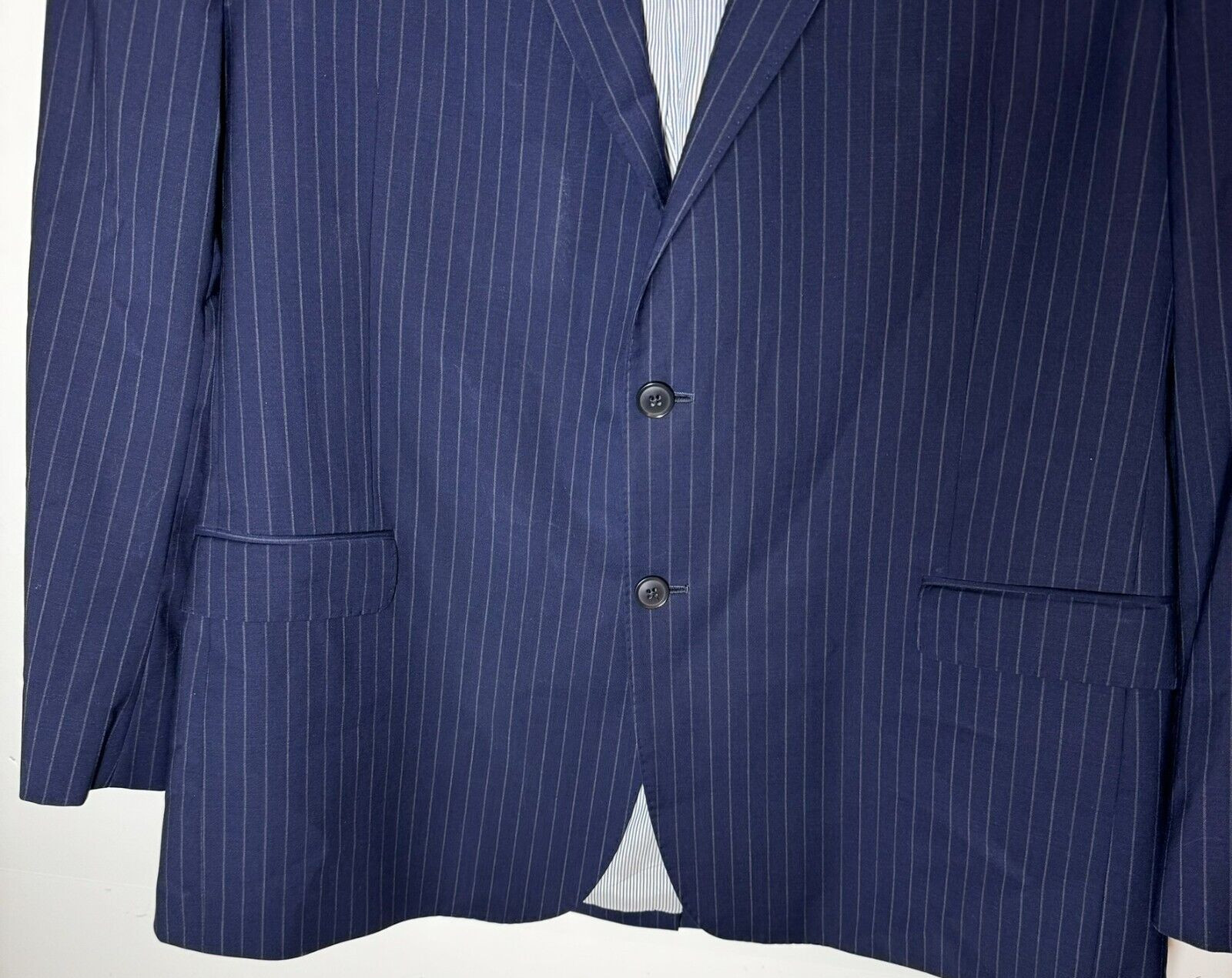 Brooks Bros Explorer Jacket Blazer Sz 46 46R Navy Blue Stripe Fitzgerald Wool