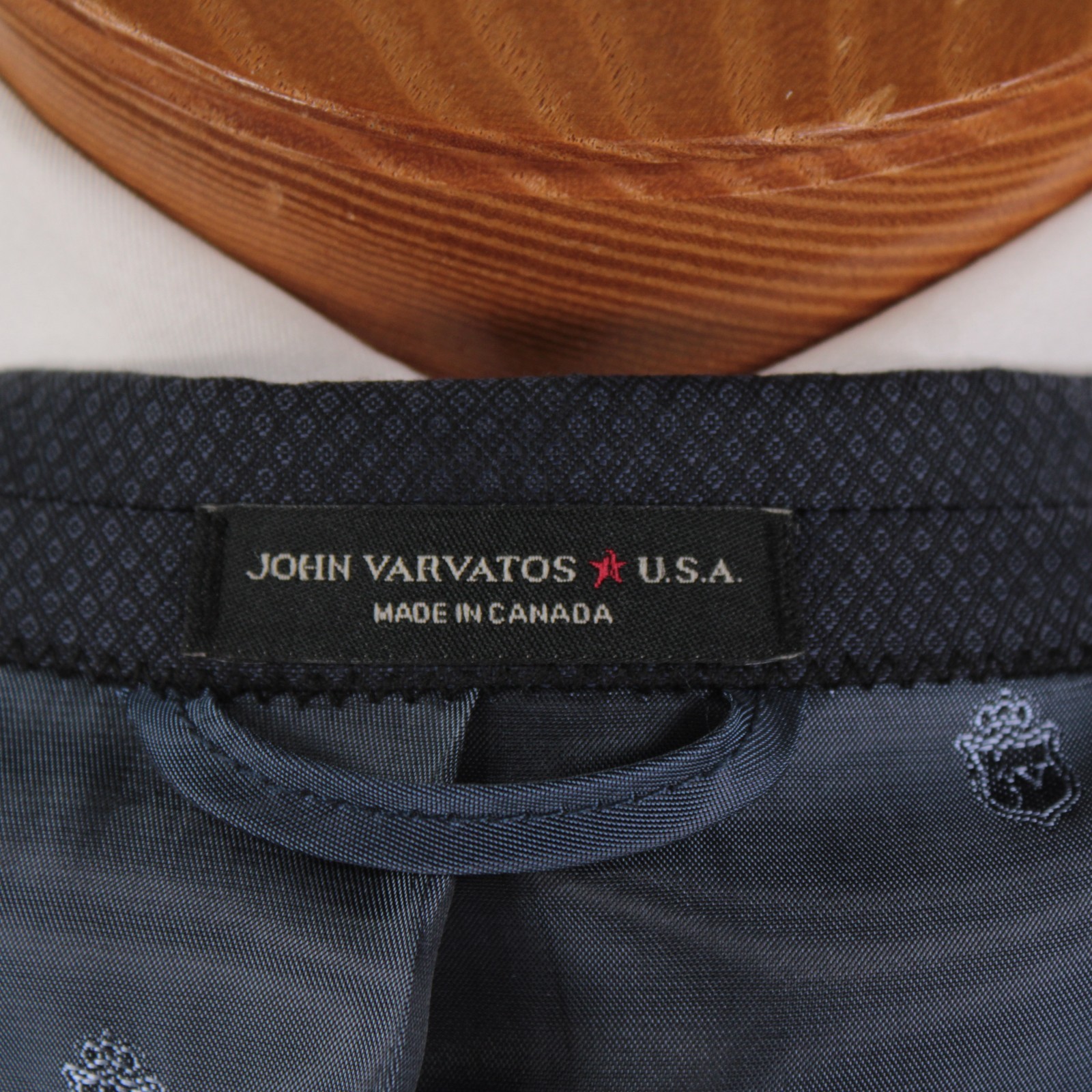 John Varvatos NWD 100% Wool Tuxedo Size 46L US In Blue Geometric