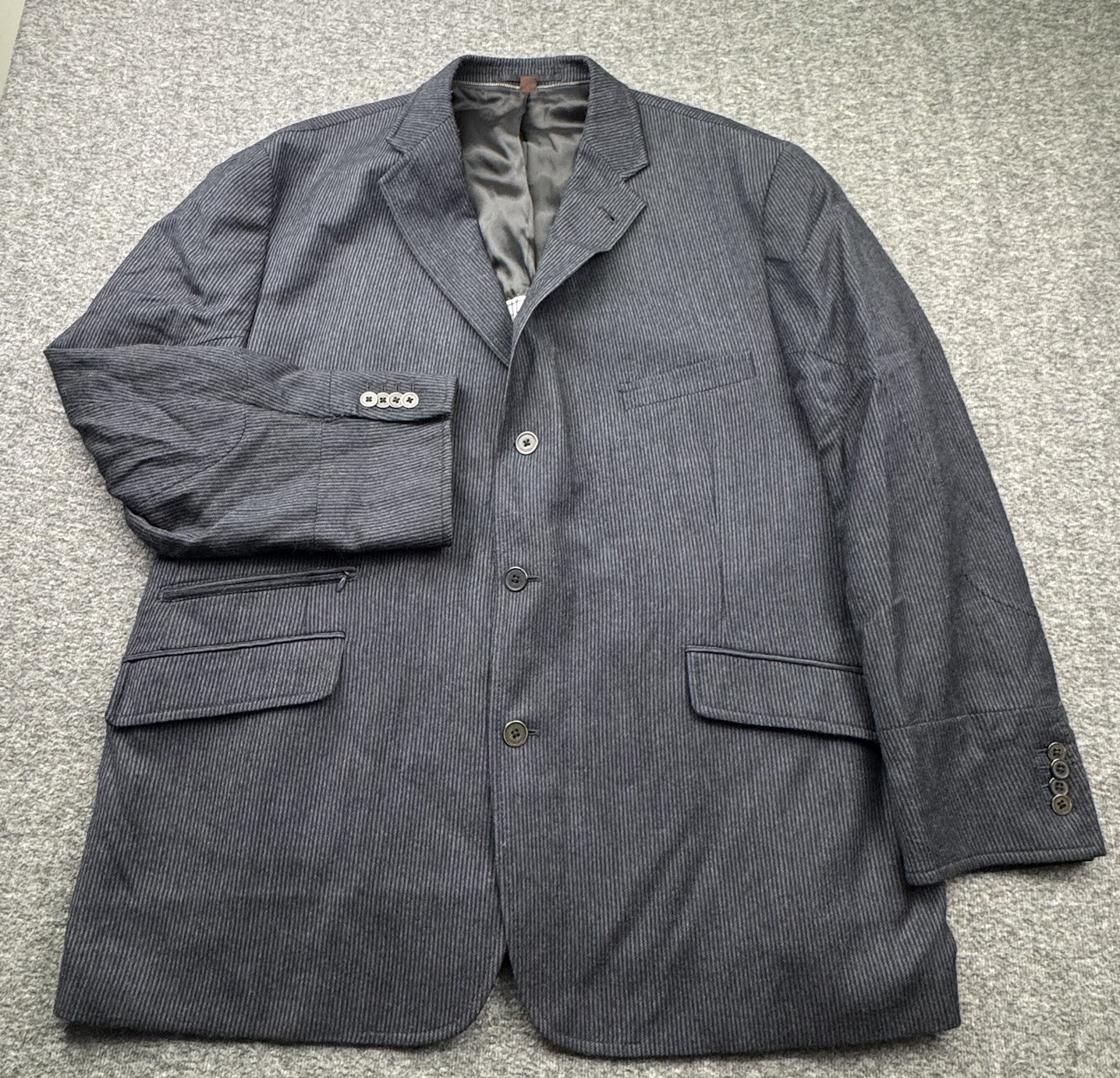 Kroon Sport Coat Mens 48R Blue 100% Wool Striped Ritchie 2 Button *No liner*