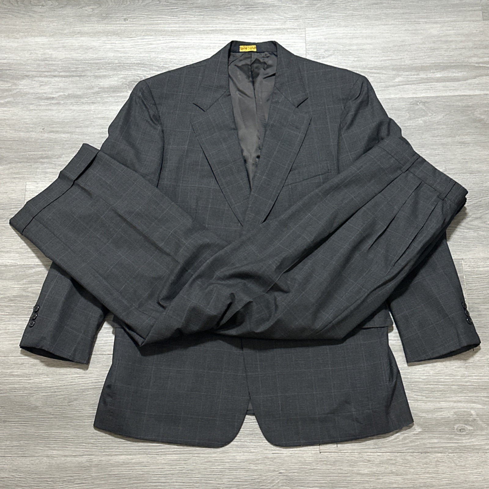 VTG Brooks Brothers Suit Mens 41R Gray Check 2 Button USA MADE Pants