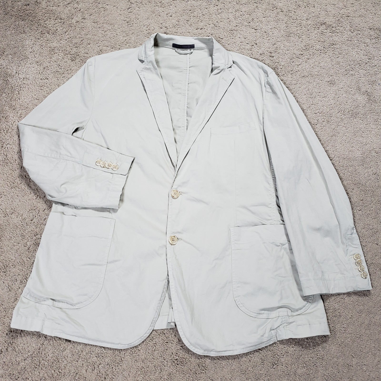 C-LAB NYC Mens 46L Blazer Garment Dyed Stretch Cotton Unlined Beige Lightweight