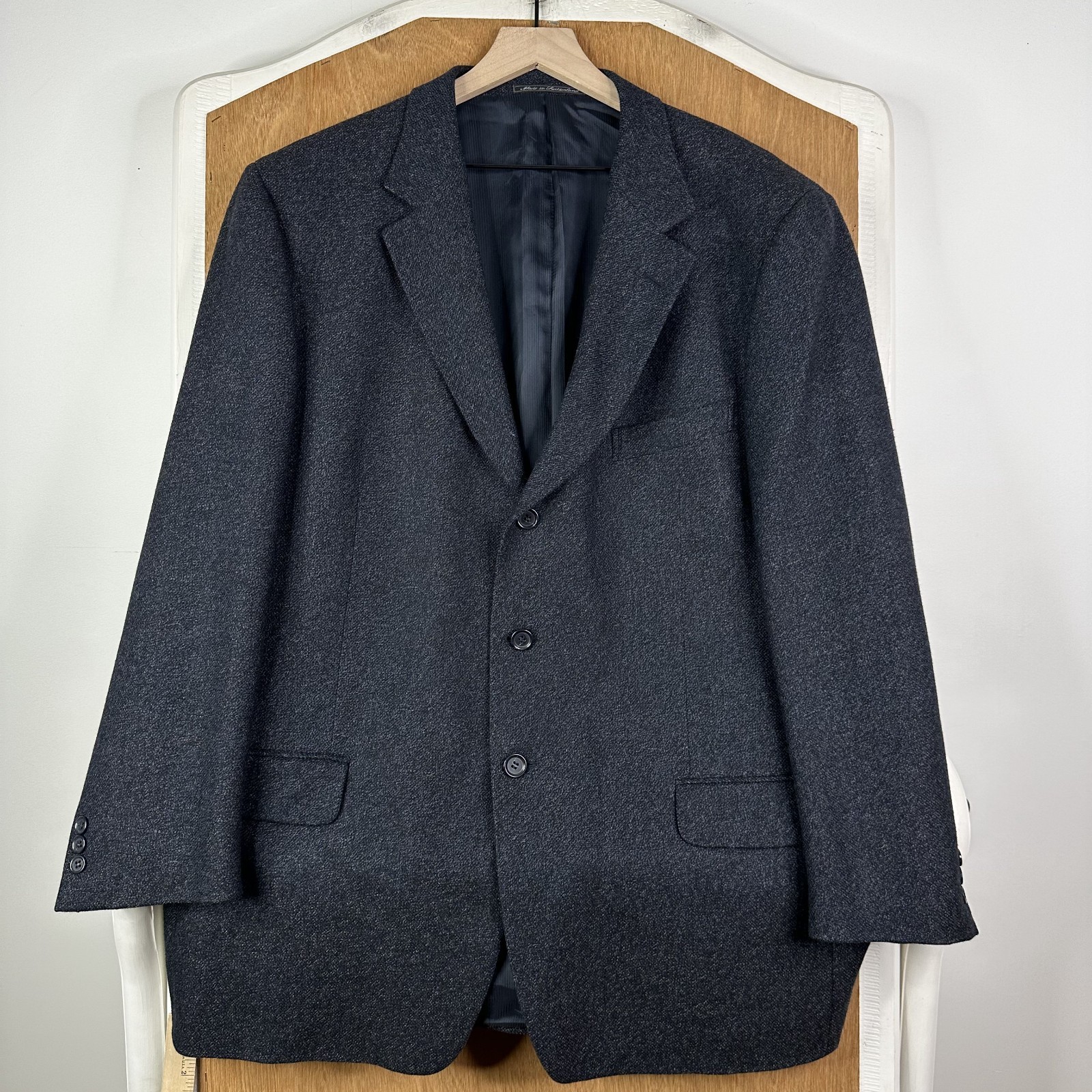 Ermenegildo Zegna Sport Coat Mens 48R Navy Blue 3 Button Cashmere Wool Coat