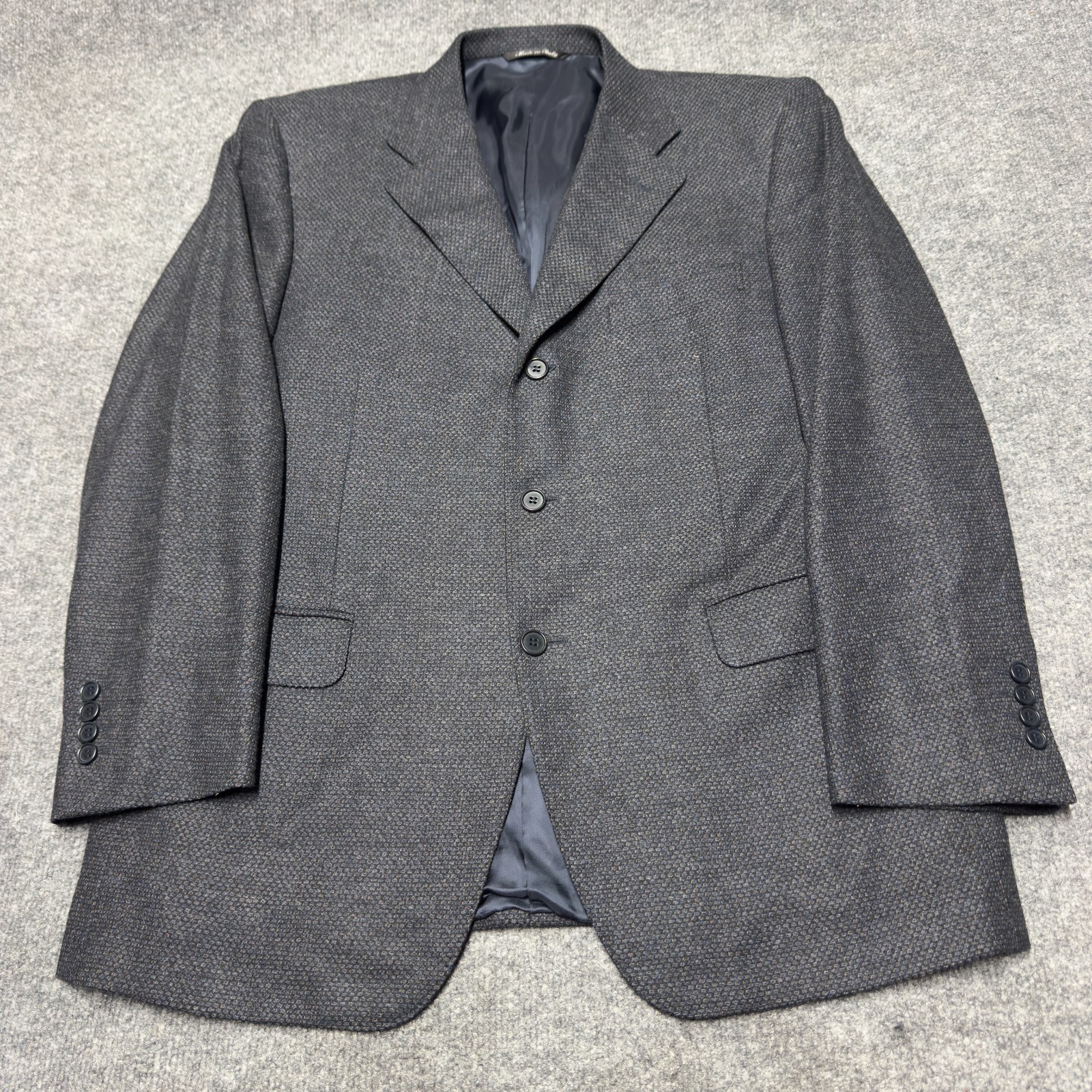 Canali Wool Cashmere Birdseye Hopsack Tweed Blazer Men EU 52 US 42 Italy Gray