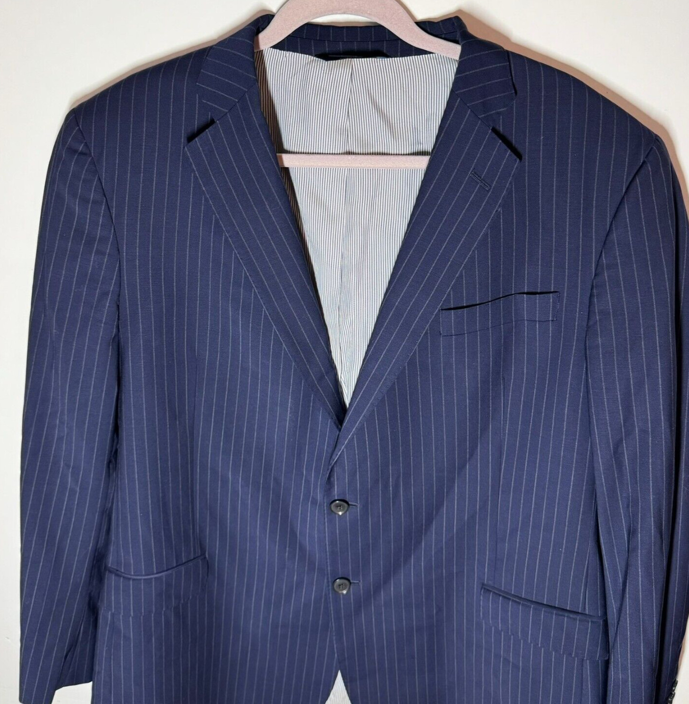 Brooks Bros Explorer Jacket Blazer Sz 46 46R Navy Blue Stripe Fitzgerald Wool