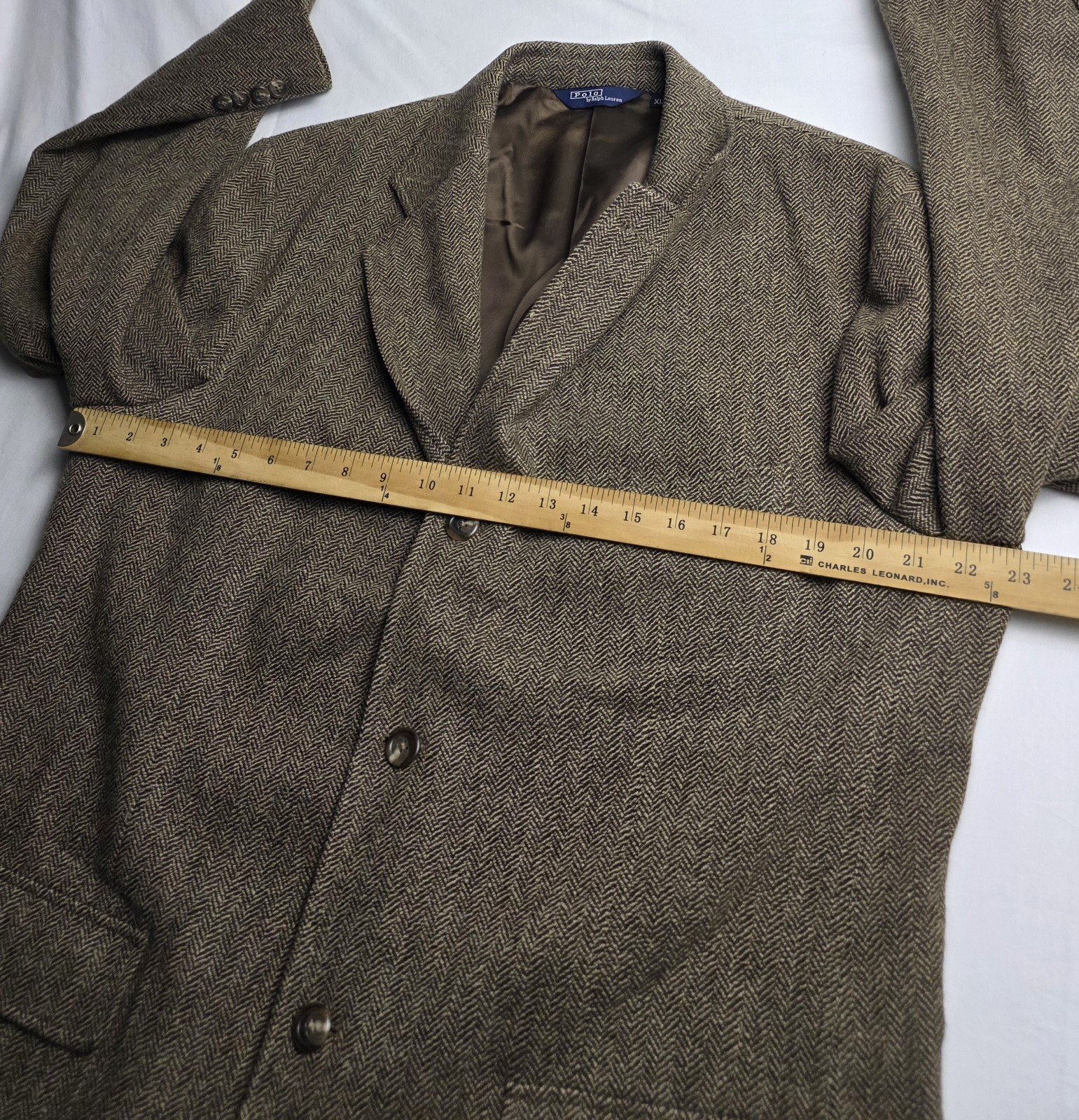 Polo by Ralph Lauren Wool Blazer Herringbone Men XL Preppy Academia Vtg 90s