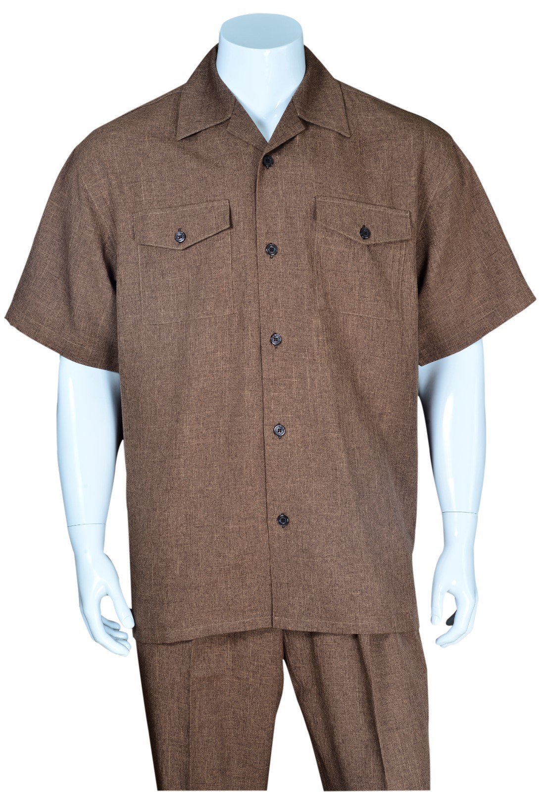 Men’s 2pc Walking Suit Short Sleeve Casual Shirt & Pants Set M2961