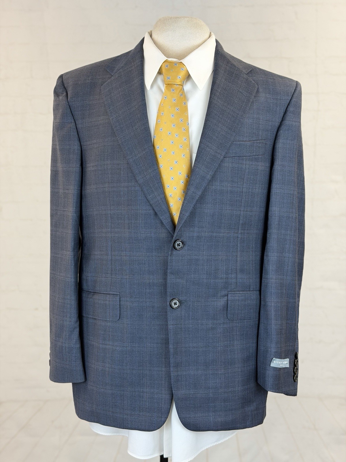 New Hickey Freeman Loro Piana Men Dark Blue Plaid Wool Suit 40S 34X34 $2,495 NWT