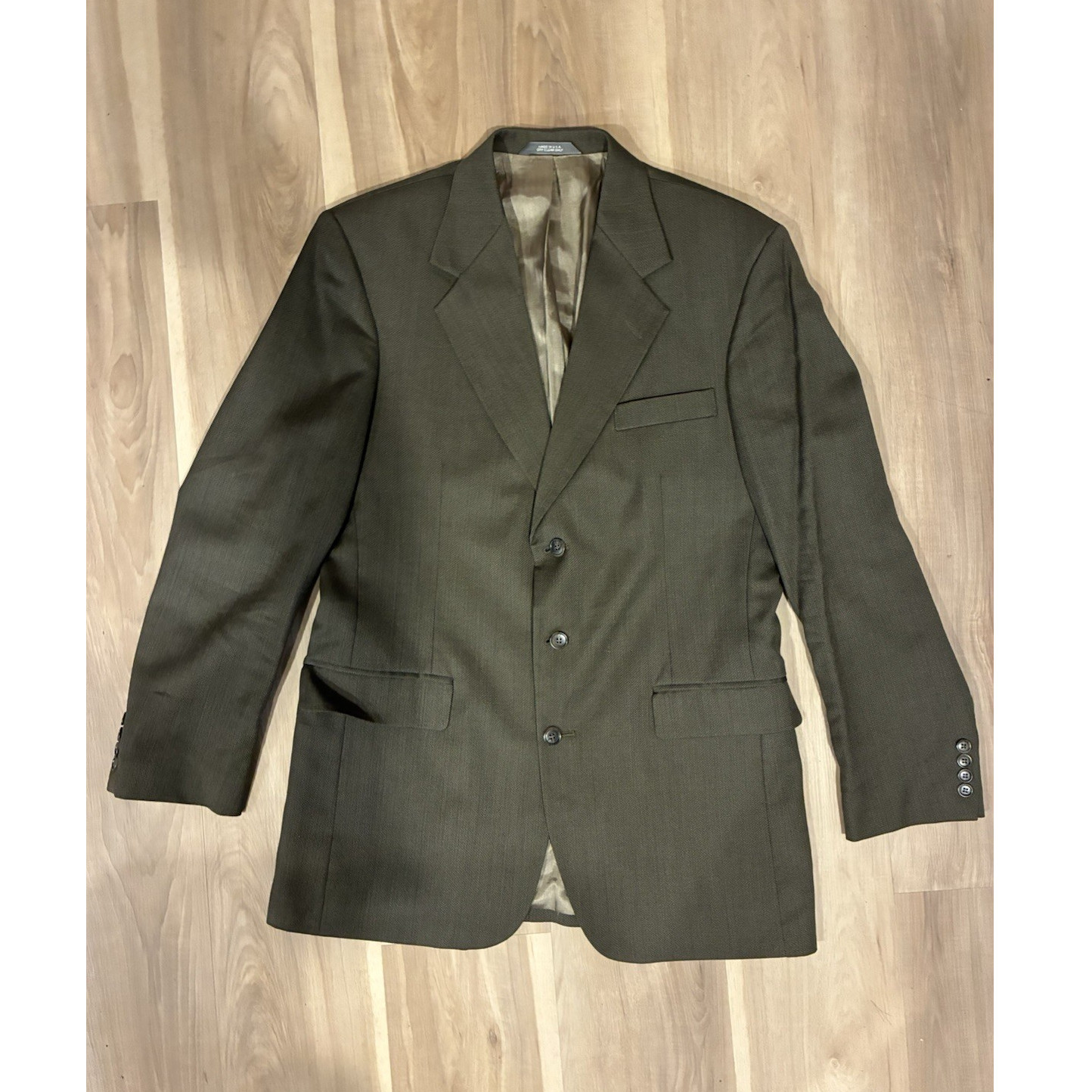 Haggar Brown Men Single-Breasted Three Button Notch Lapel Blazer Dry Clean Only