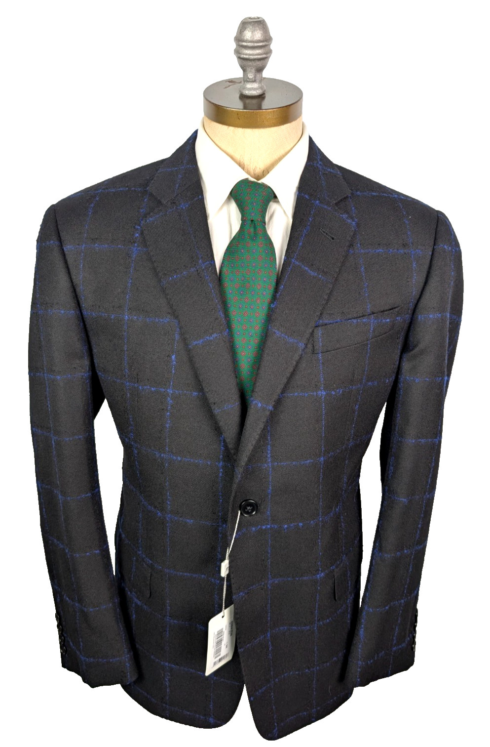 NWT ARMANI COLLEZIONI Sport Coat Black Blue Check Dual Vent Sz 56R IT 46R US