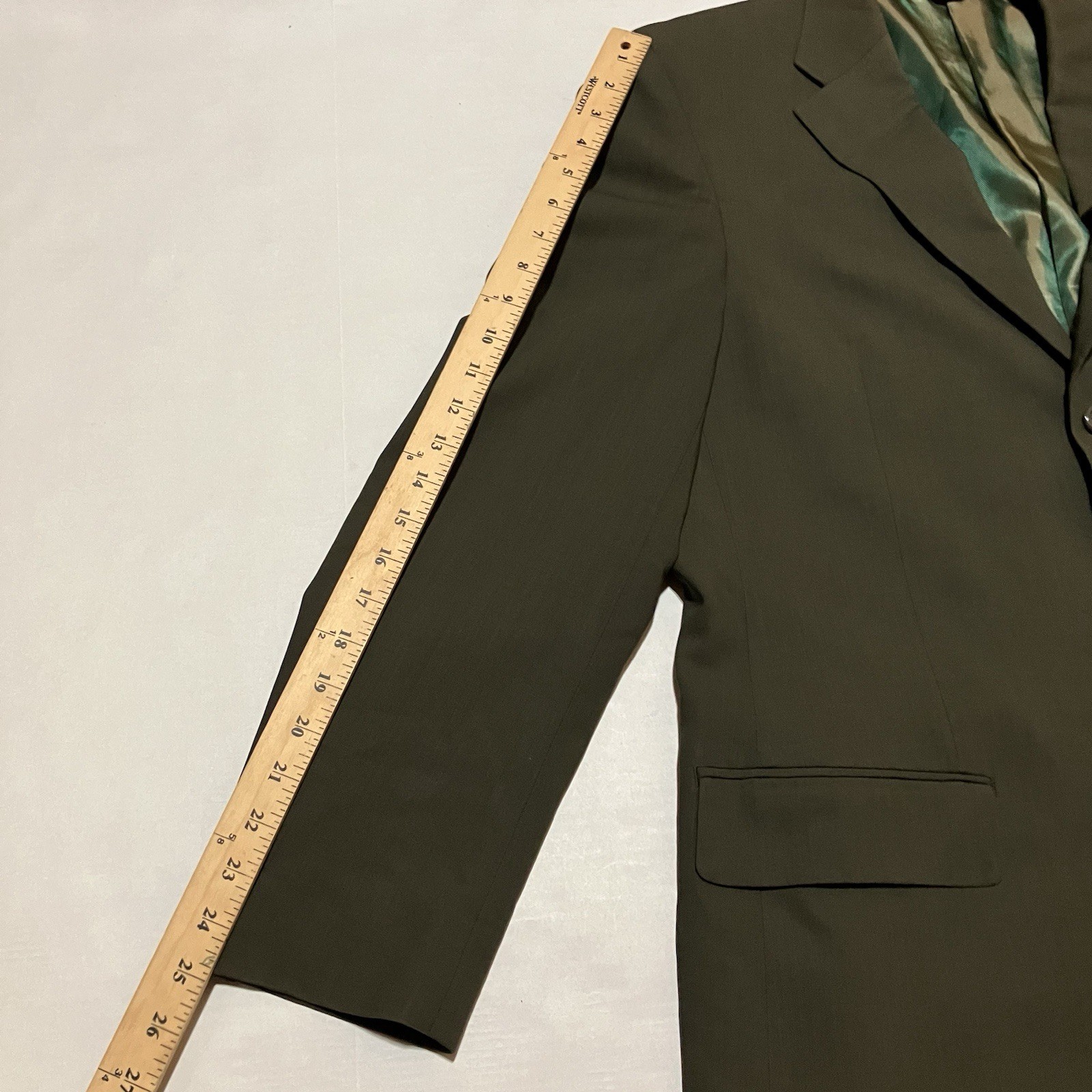 Martino Uomo Moda Size 44L Olive Green Super 120’s Merino Wool Pants 36 L X 31.5