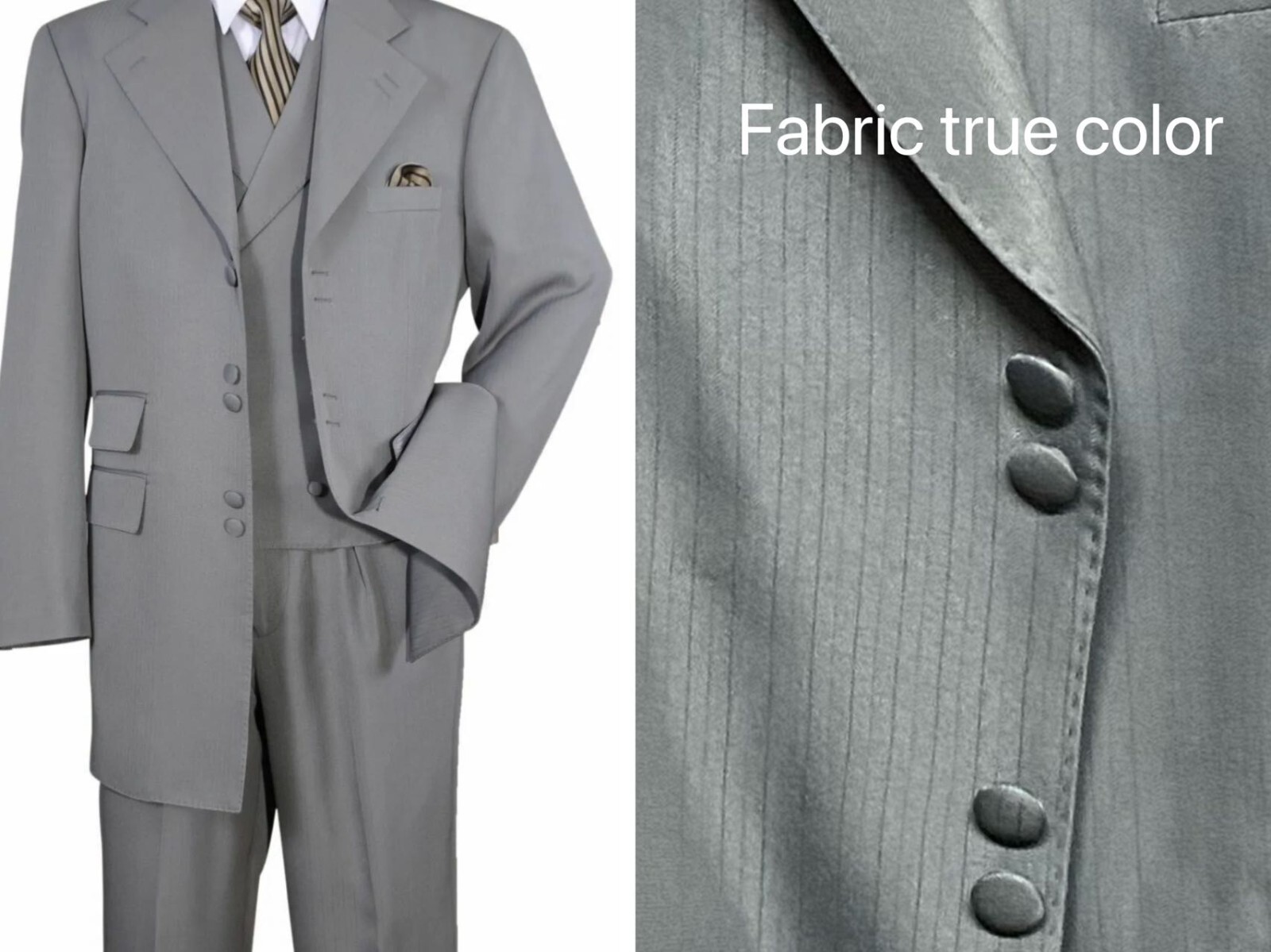 New Men’s High Fashion Zoot Suit With Vest Two Side Vents 35″ Length