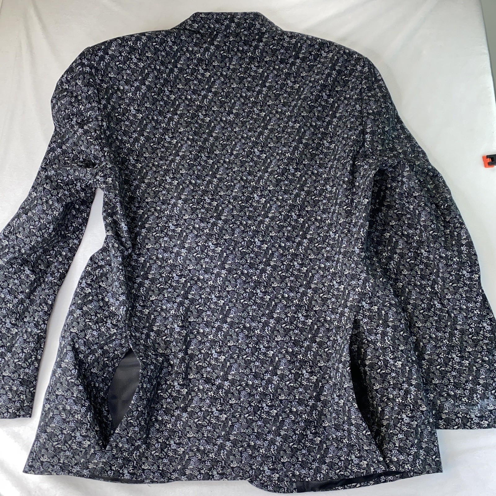 Tallia Sport Blazer Cotton Mens Large Black Artsy Micro Abstract Floral Jacquard