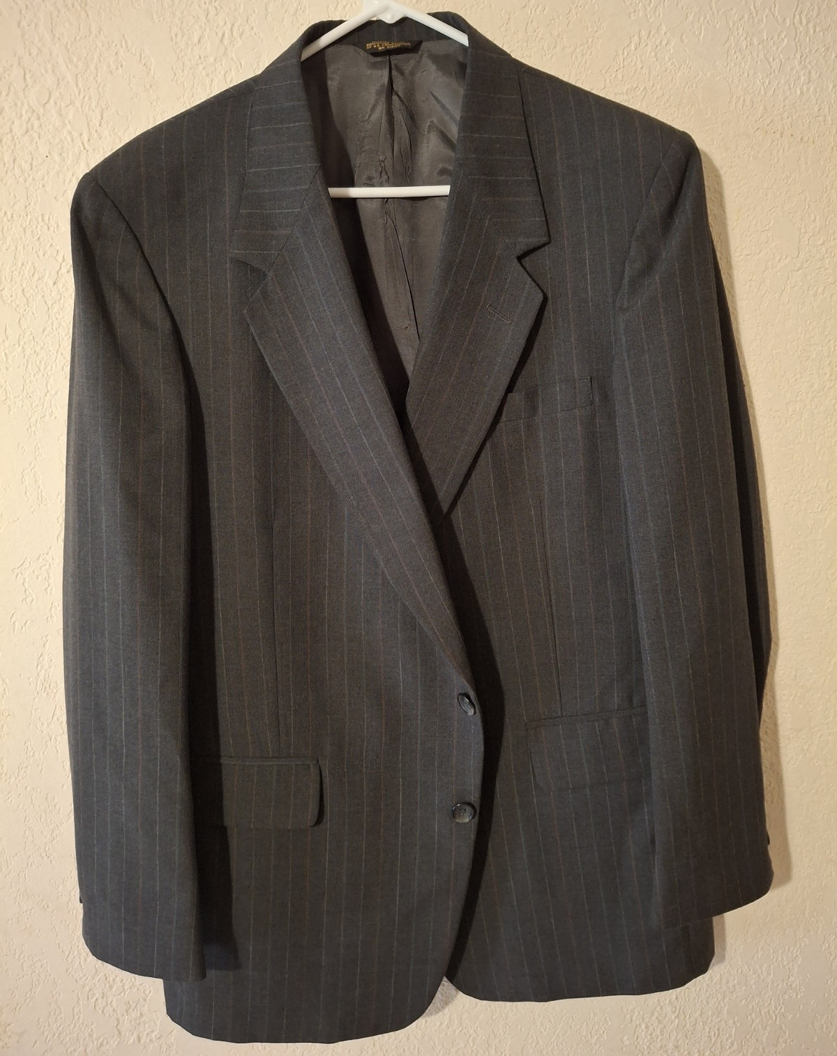 Towncraft Men’s Gray Striped Tuxedo Suit Jacket Blazer 42R Notch 2-Button