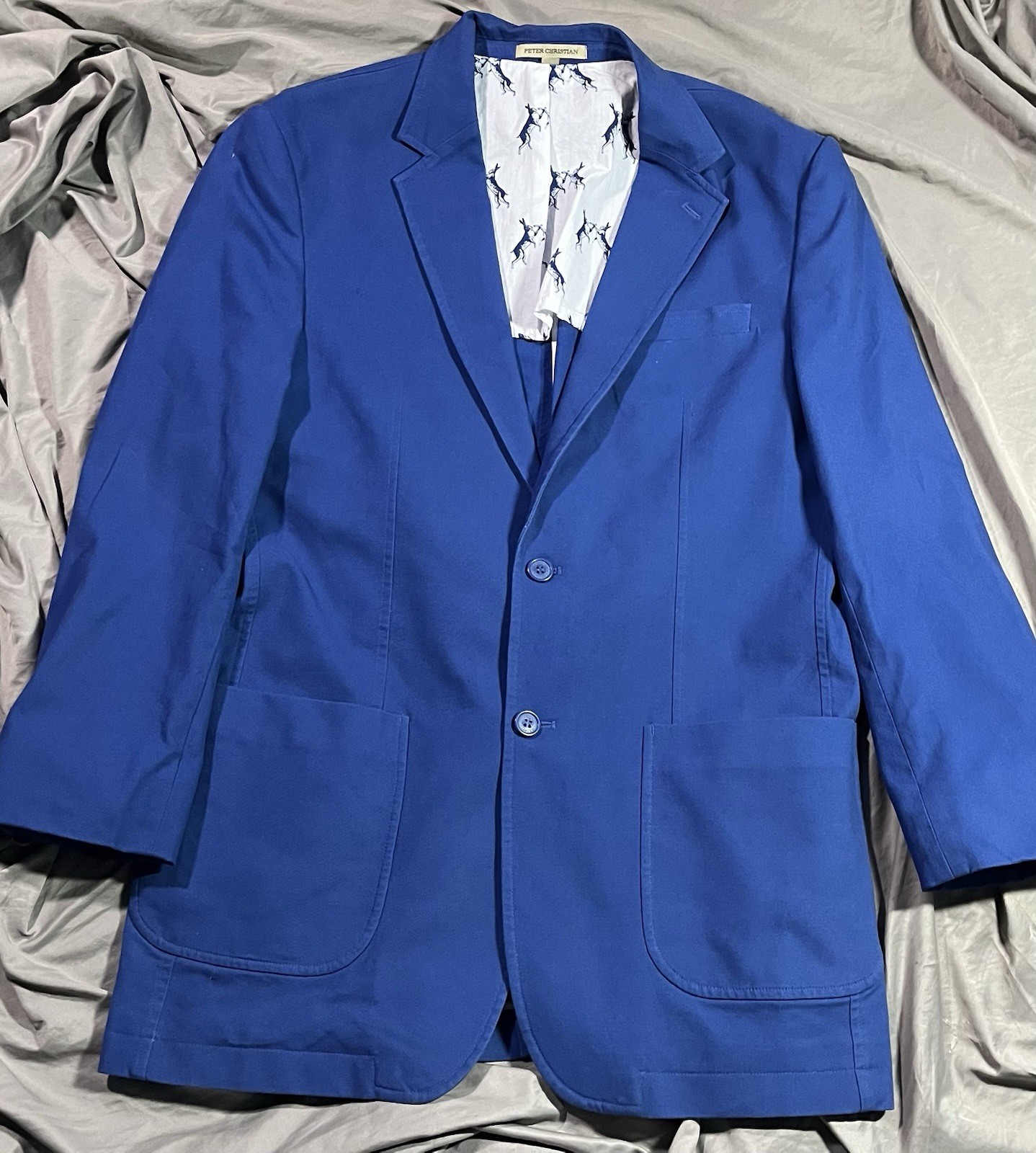 Peter Christian Men’s Blazer Size 40R Blue Cotton Spandex