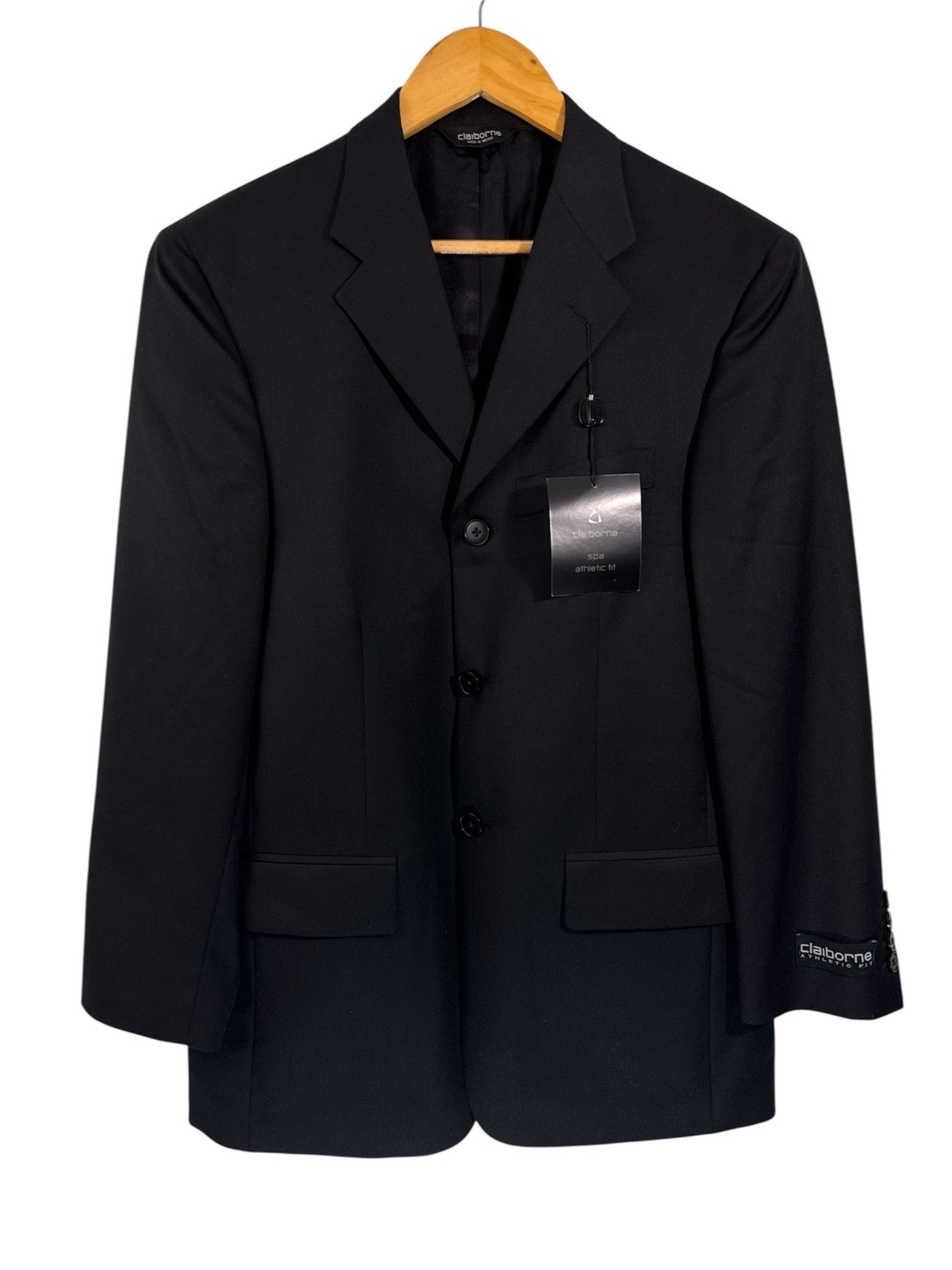 Claiborne Men’s Black Wool Blazer Sport Coat 38 Short NWT