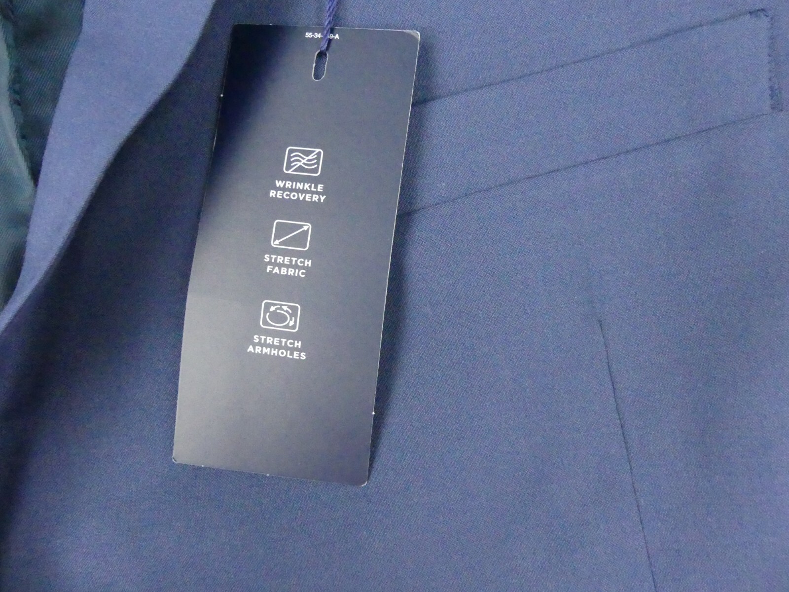 Stafford Suit Jacket Mens 54 Reg Mid Blue Smart Tech Wool Stretch
