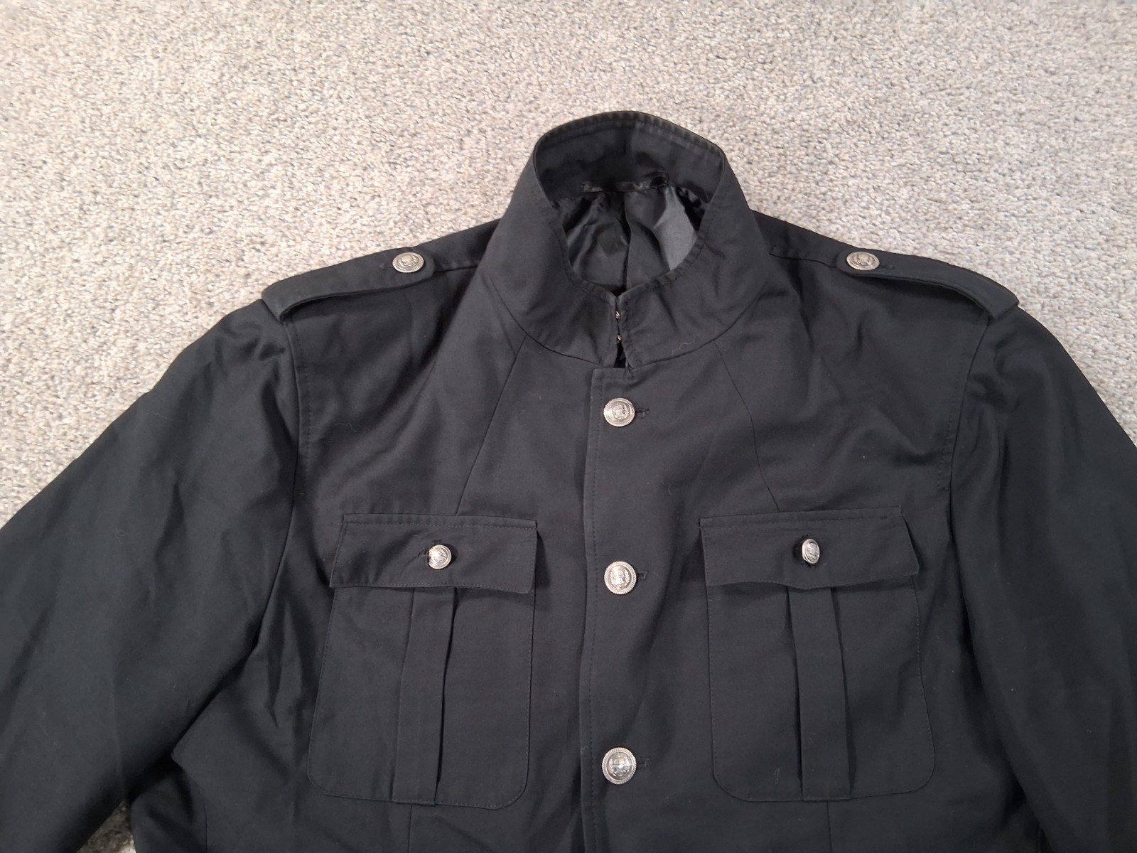 Inserch Mens Jacket XL Pants 38×26.5 Black Button Up Pockets Polyester Blend