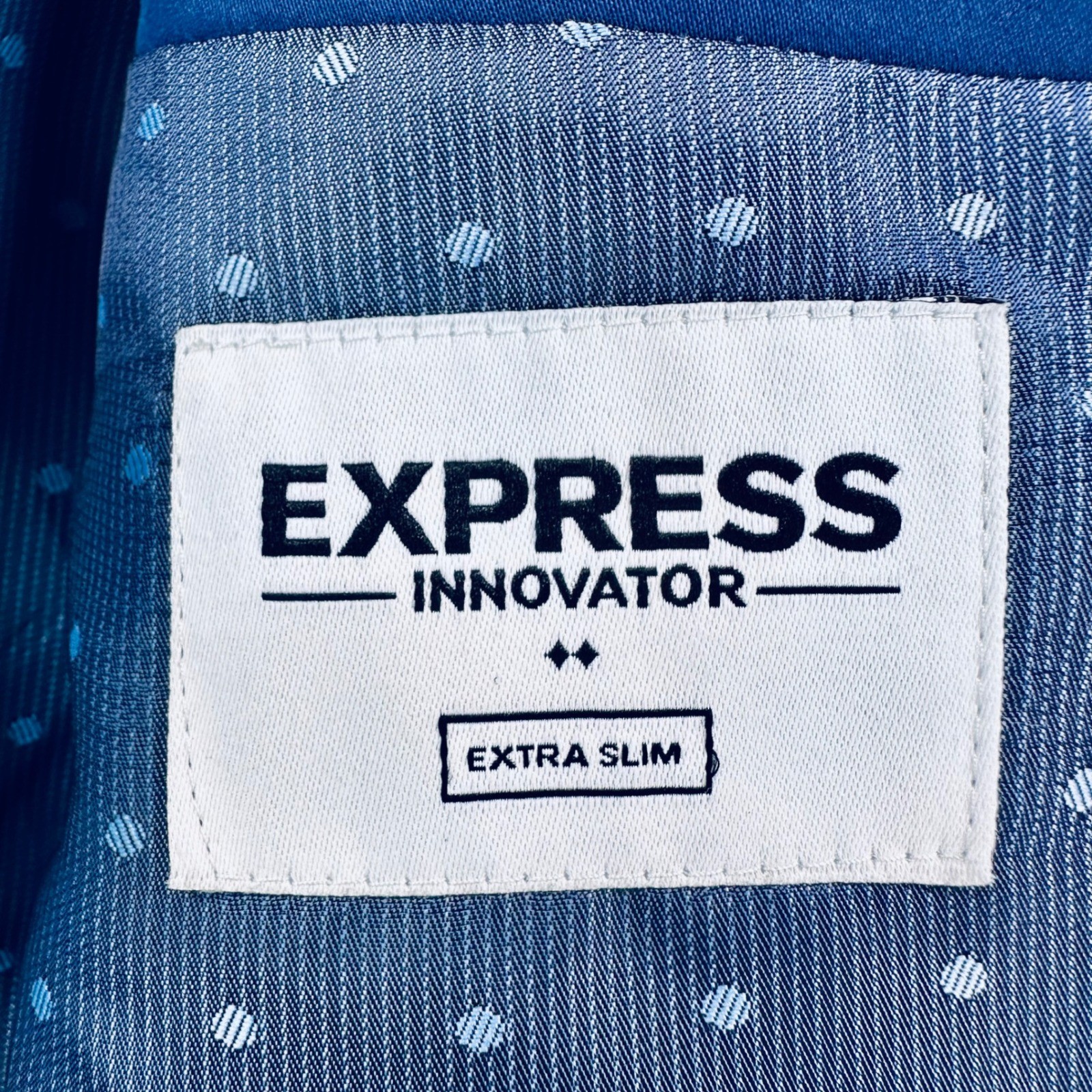 Express Innovator 40R Extra Slim Blazer Jacket Cobalt Blue Cotton Blend Stretch