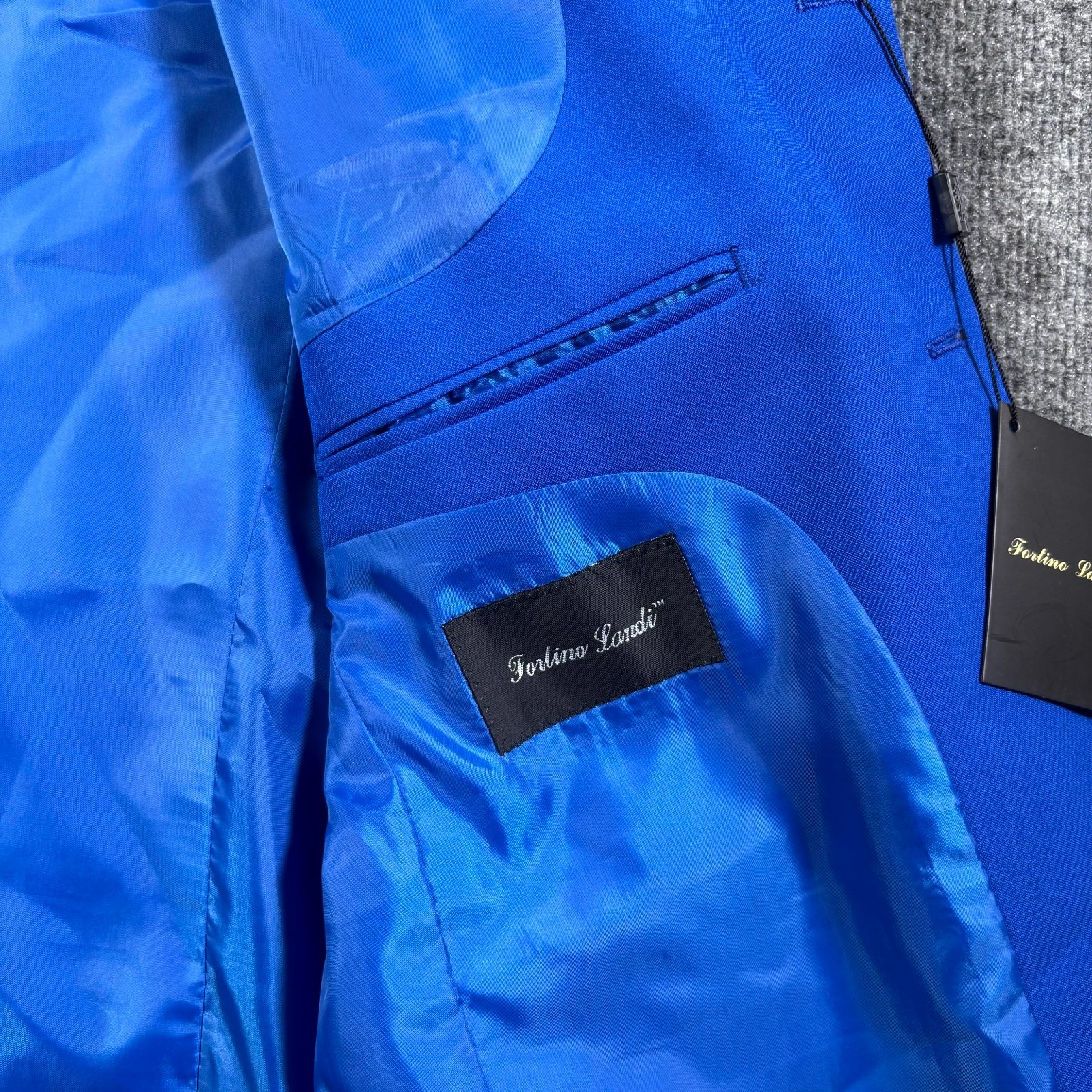 Fortino Landi 2 Piece Suit Set 40R/34W Royal Blue Single Breasted Straight Leg