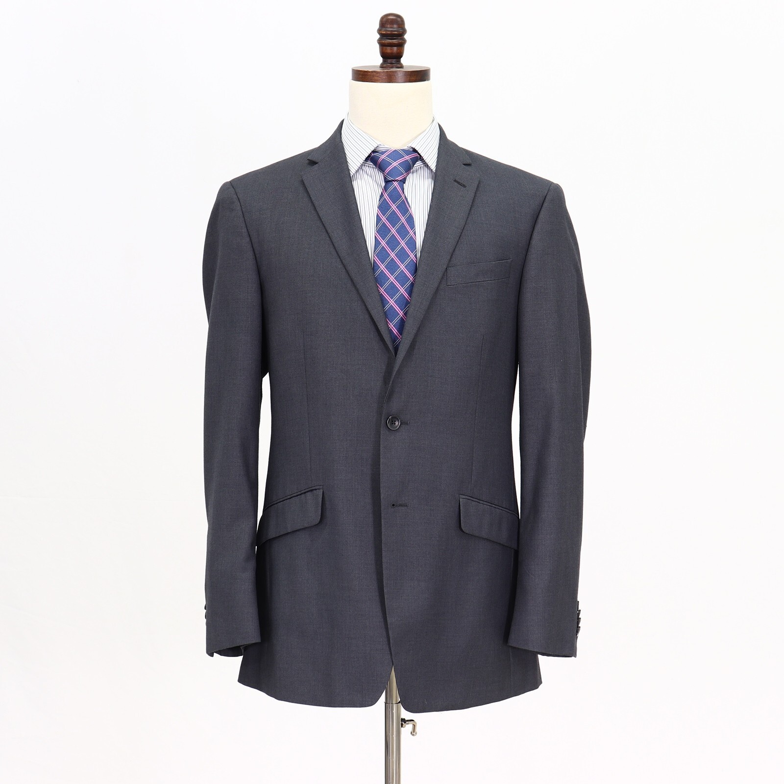 Kenneth Cole 42L Gray Sport Coat Blazer Jacket Solid 2B Polyester