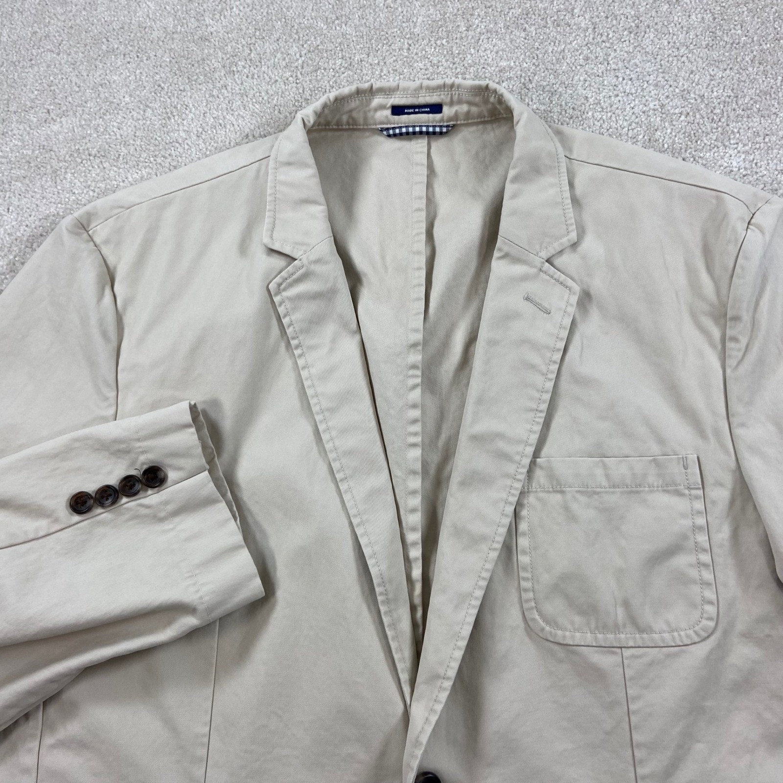 Bonobos Blazer Mens XL Tan Beige Cotton Standard Fit Unlined Sport Coat Jacket