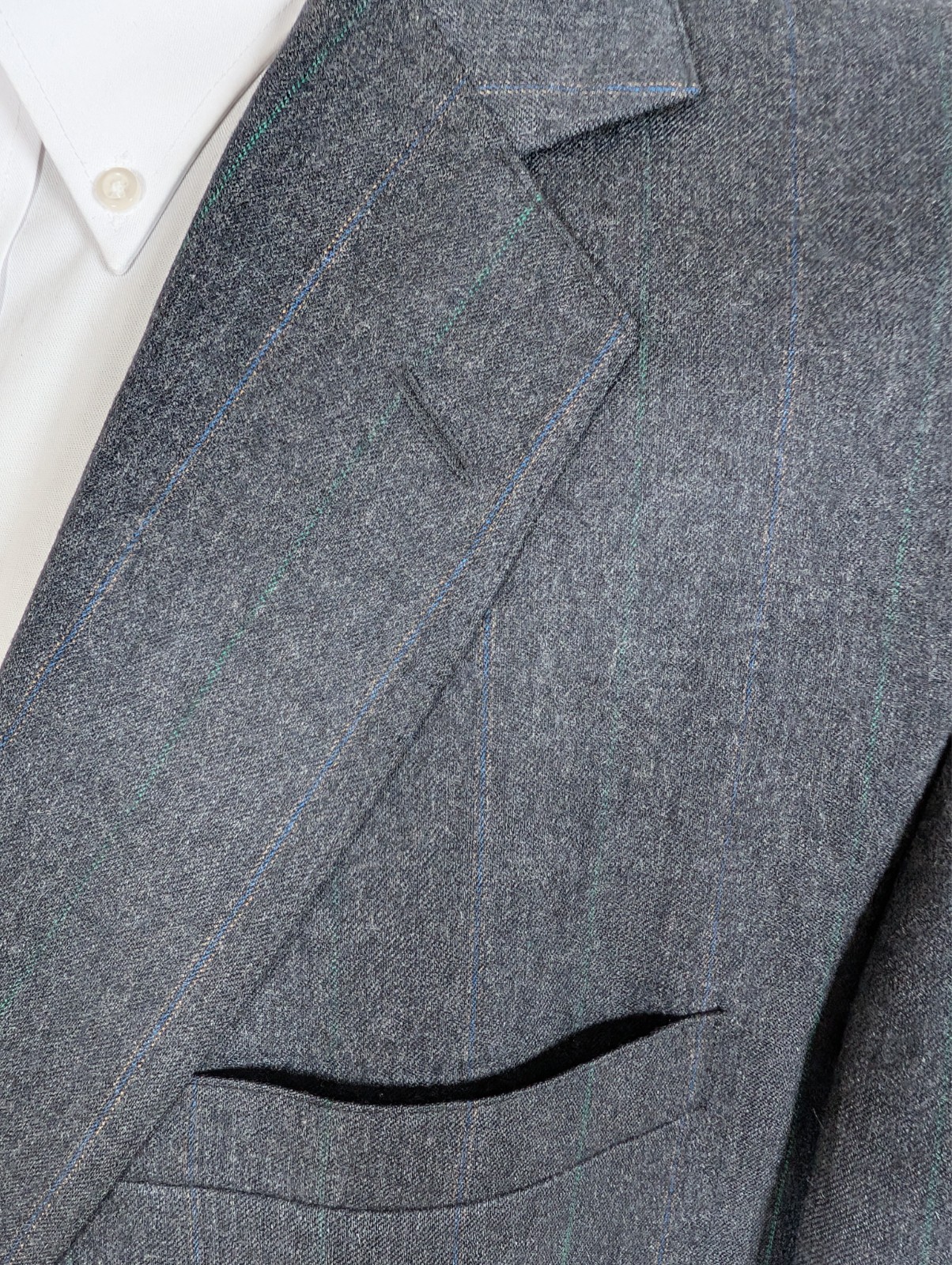 Lacrosse Vintage 2 Piece Suit Mens 44S 38×29 Gray Purple Green Stripe