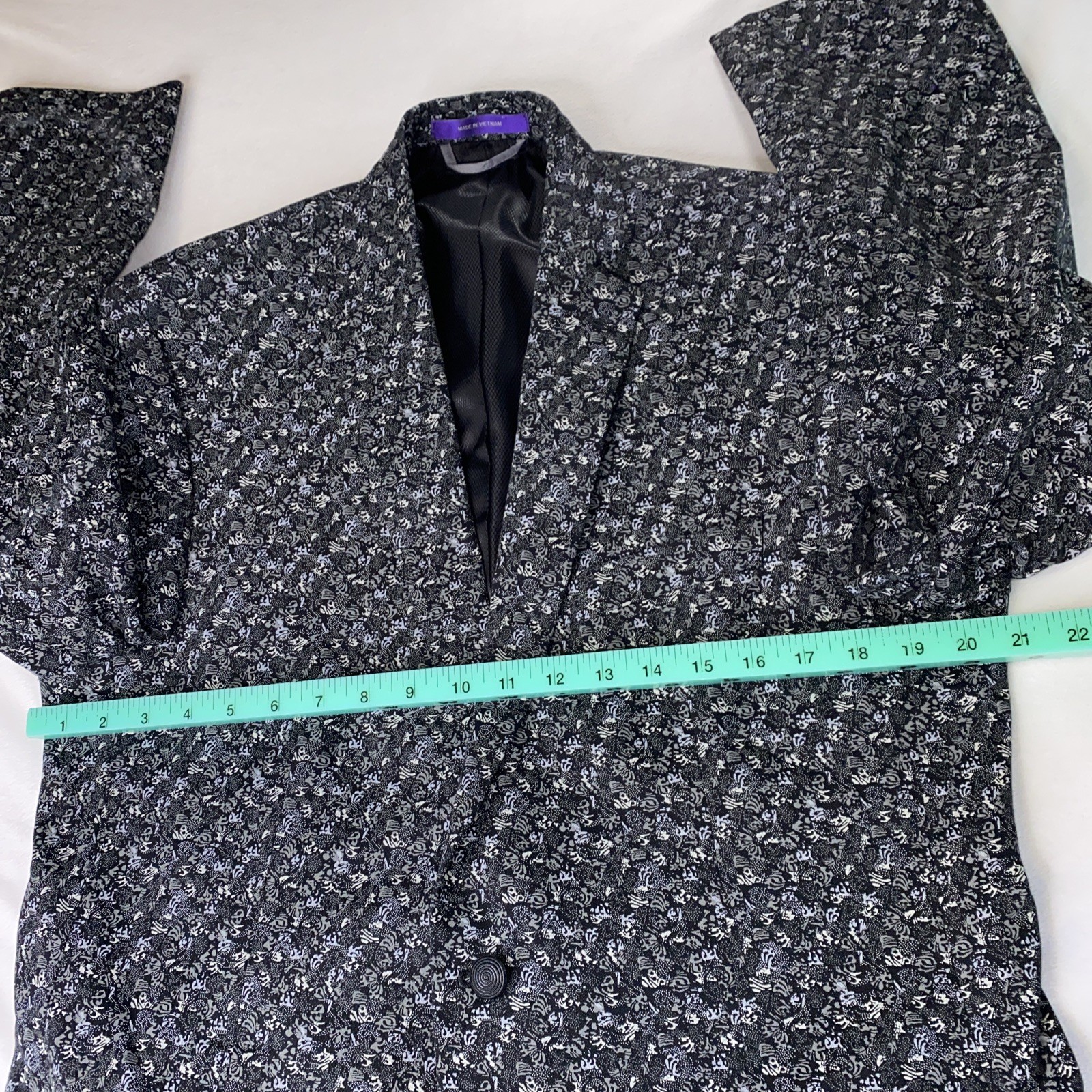 Tallia Sport Blazer Cotton Mens Large Black Artsy Micro Abstract Floral Jacquard