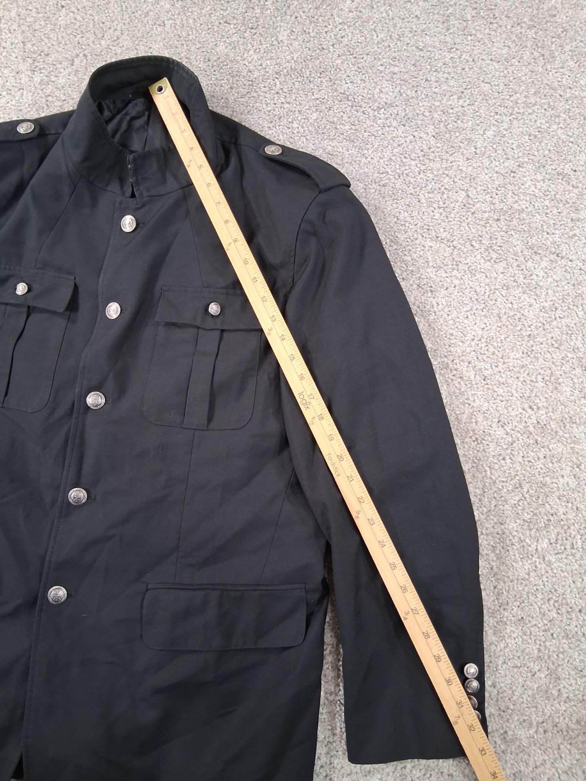 Inserch Mens Jacket XL Pants 38×26.5 Black Button Up Pockets Polyester Blend