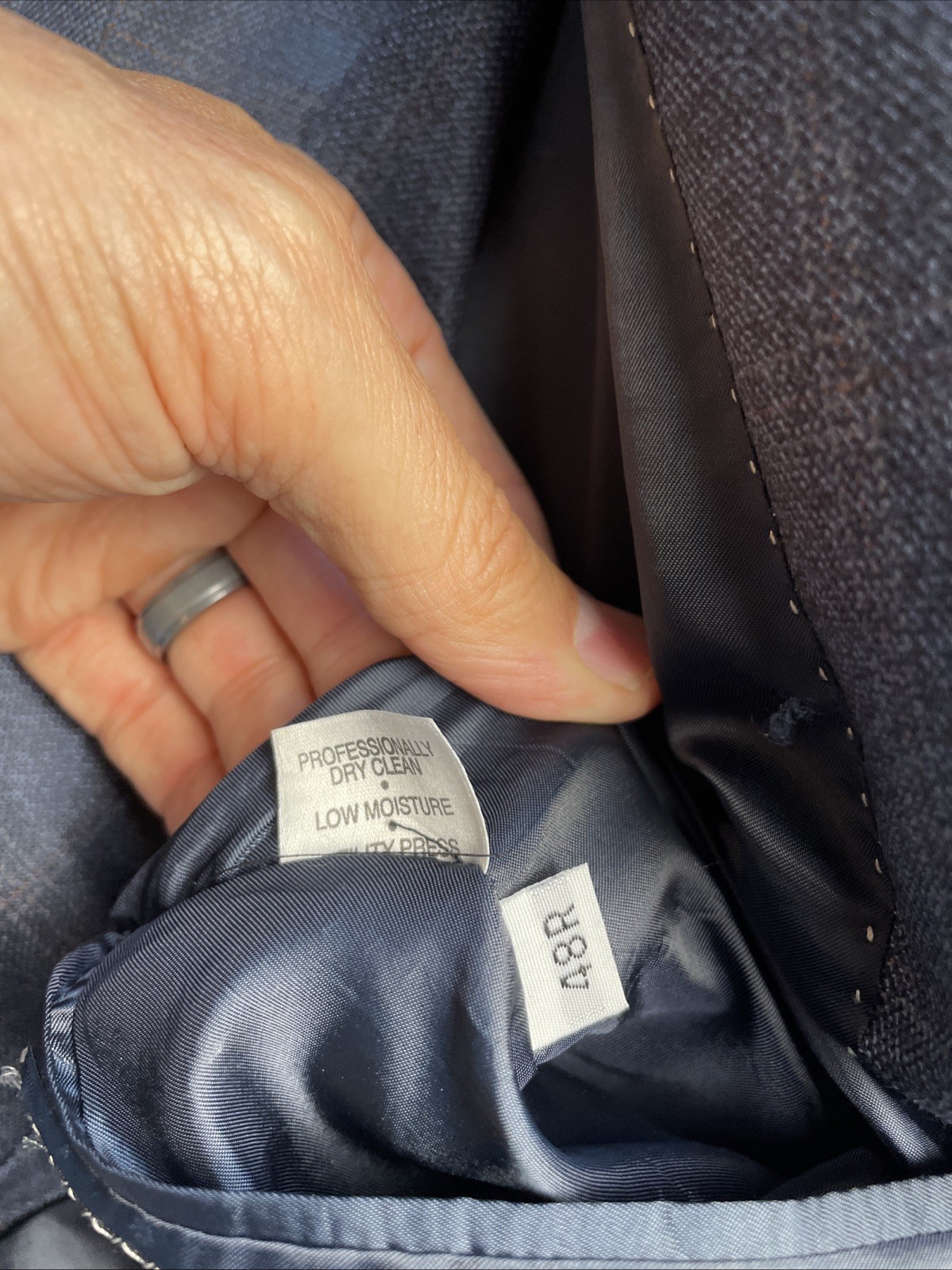 Hart Schaffner Marx 48R Slate Blue Plaid Dillards Blazer Unsctructure Made In US