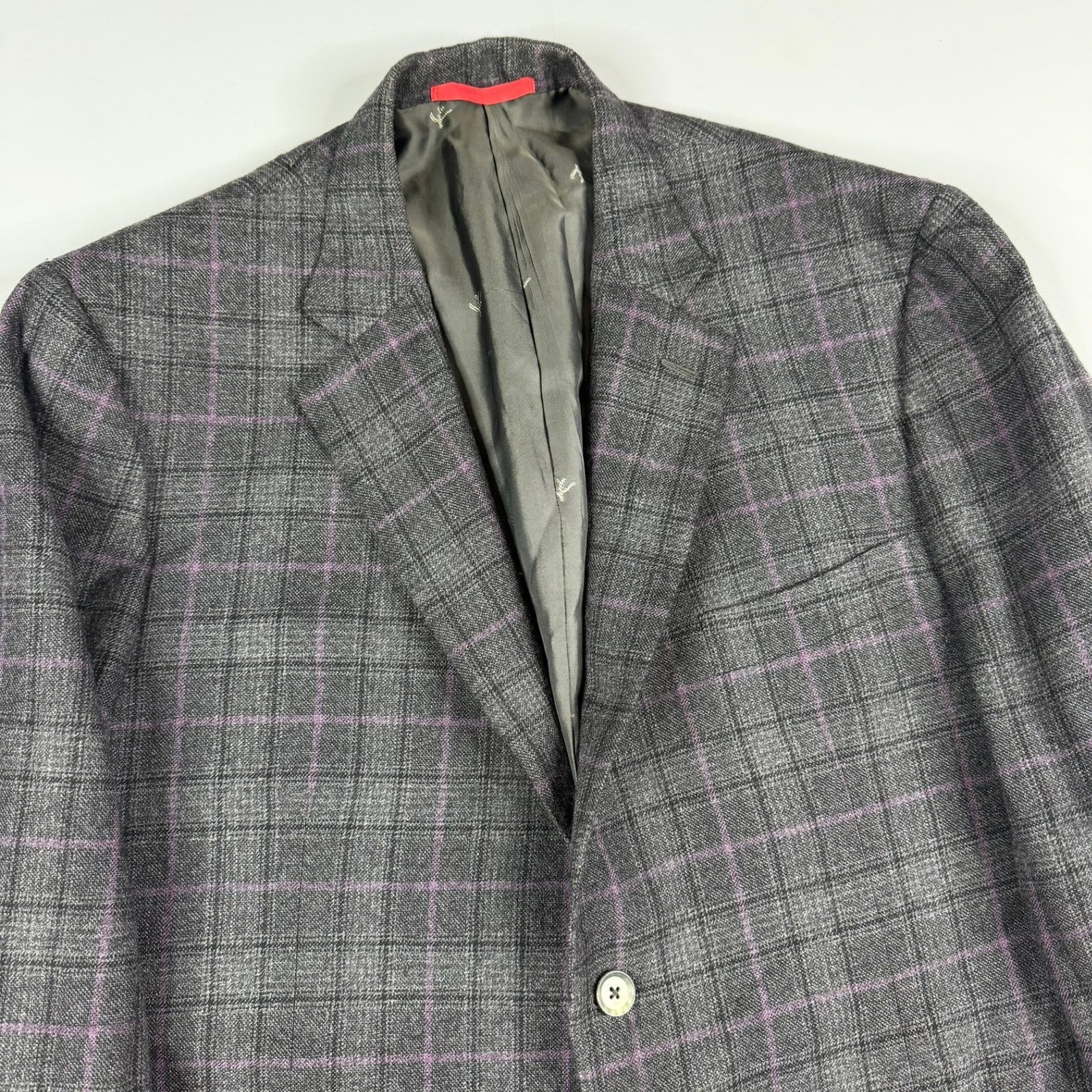 Isaia Napoli Sport Coat Men 56IT 46US Gregory Grey Plaid Wool Cashmere Blazer