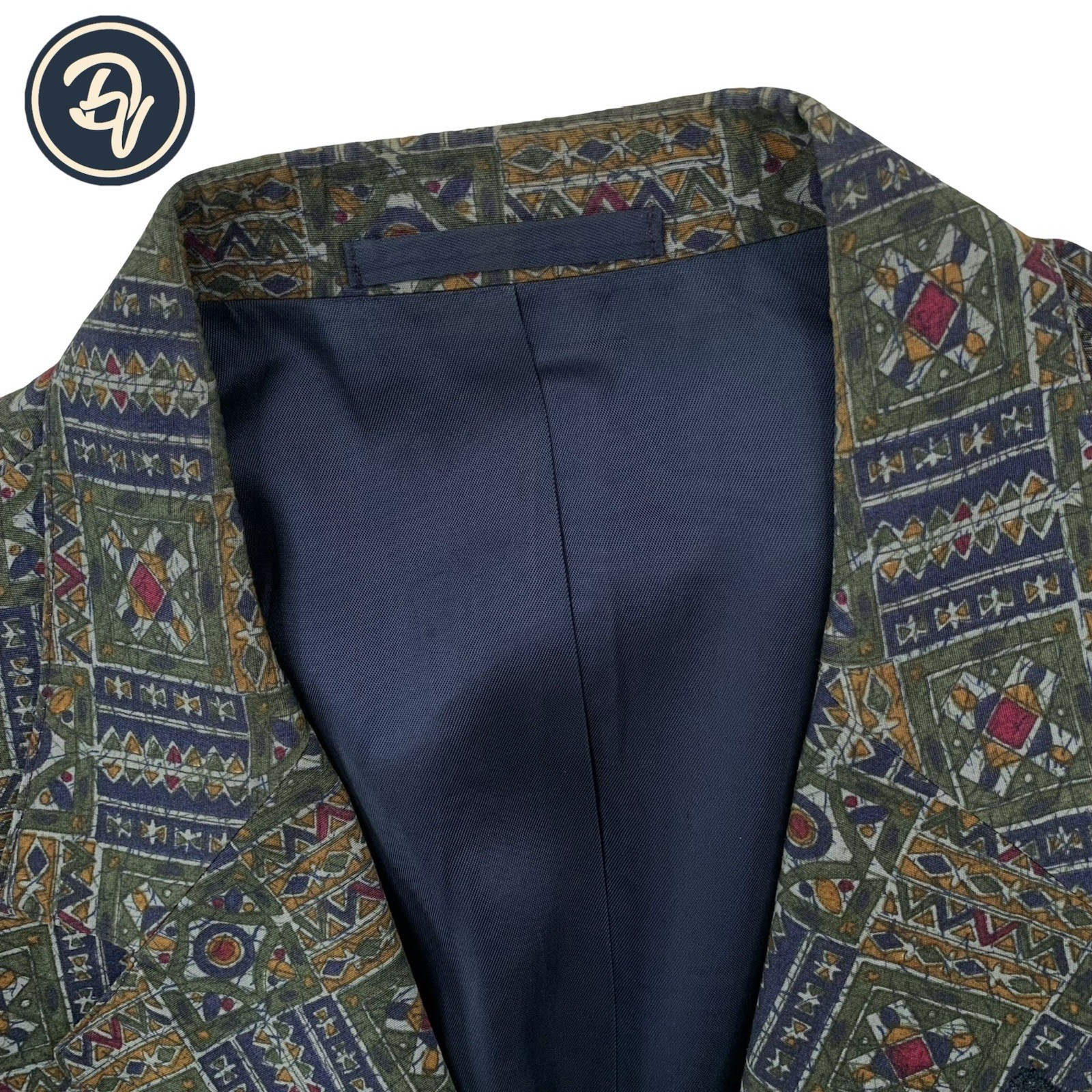 1990’s 38 R J.CREW Classic Cut ” Stained Glass ” Cotton Blazer Made In USA