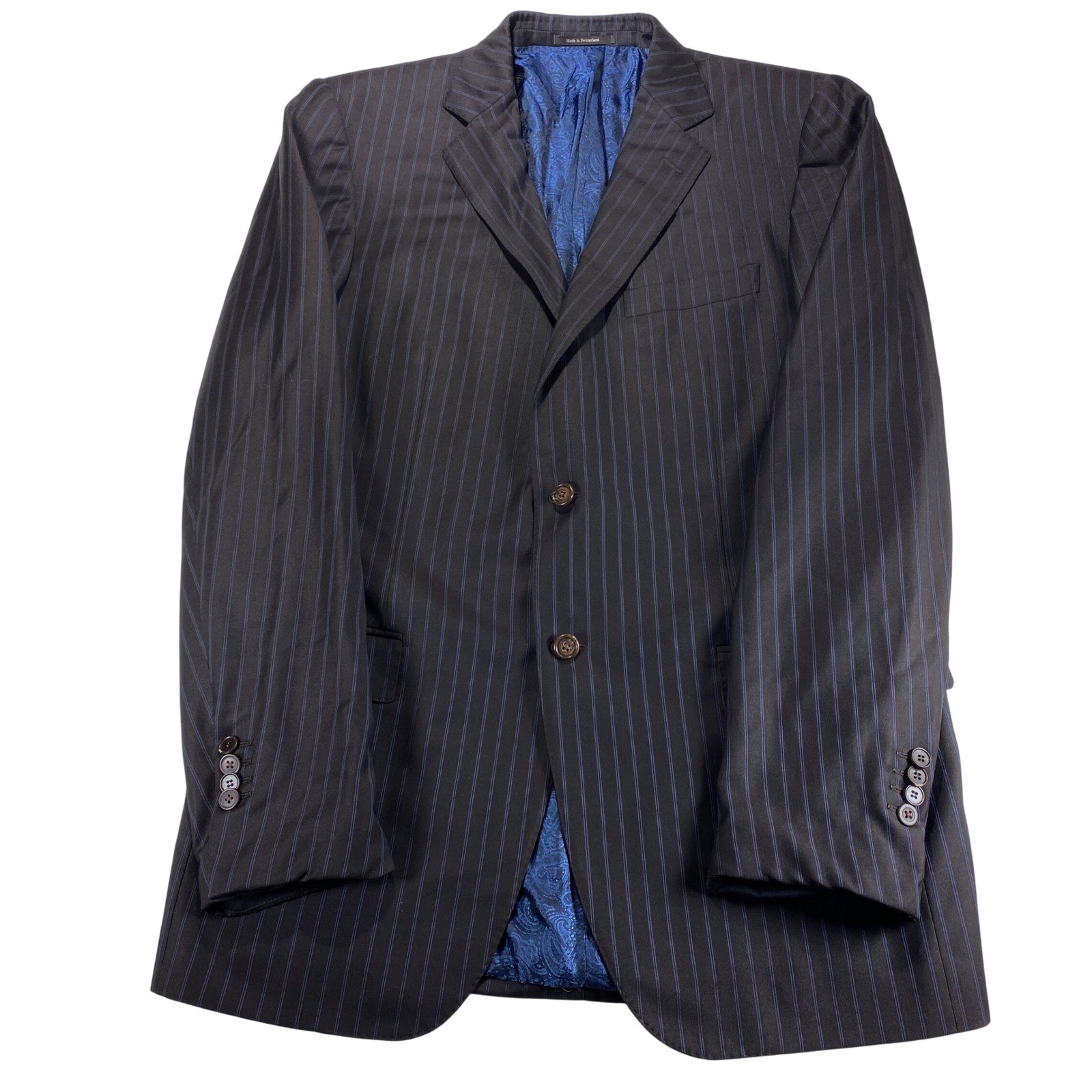 Ermenegildo Zegna Trofeo Jacket Sport Coat Mens Size 44 L Brown Pinstripe Wool