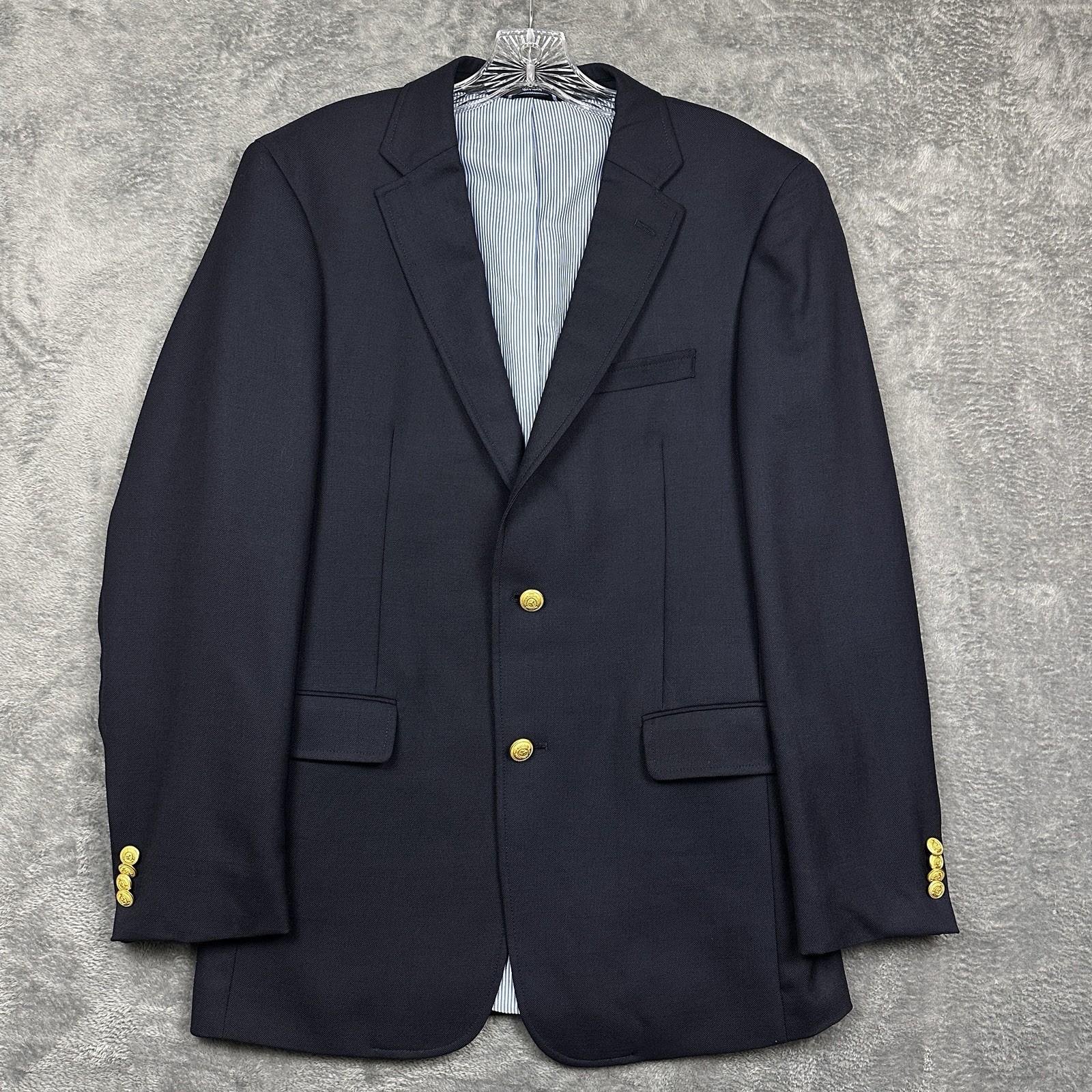 Tommy Hilfiger Blazer Men’s 40R Navy Blue Gold Crest Buttons Classic Preppy EUC