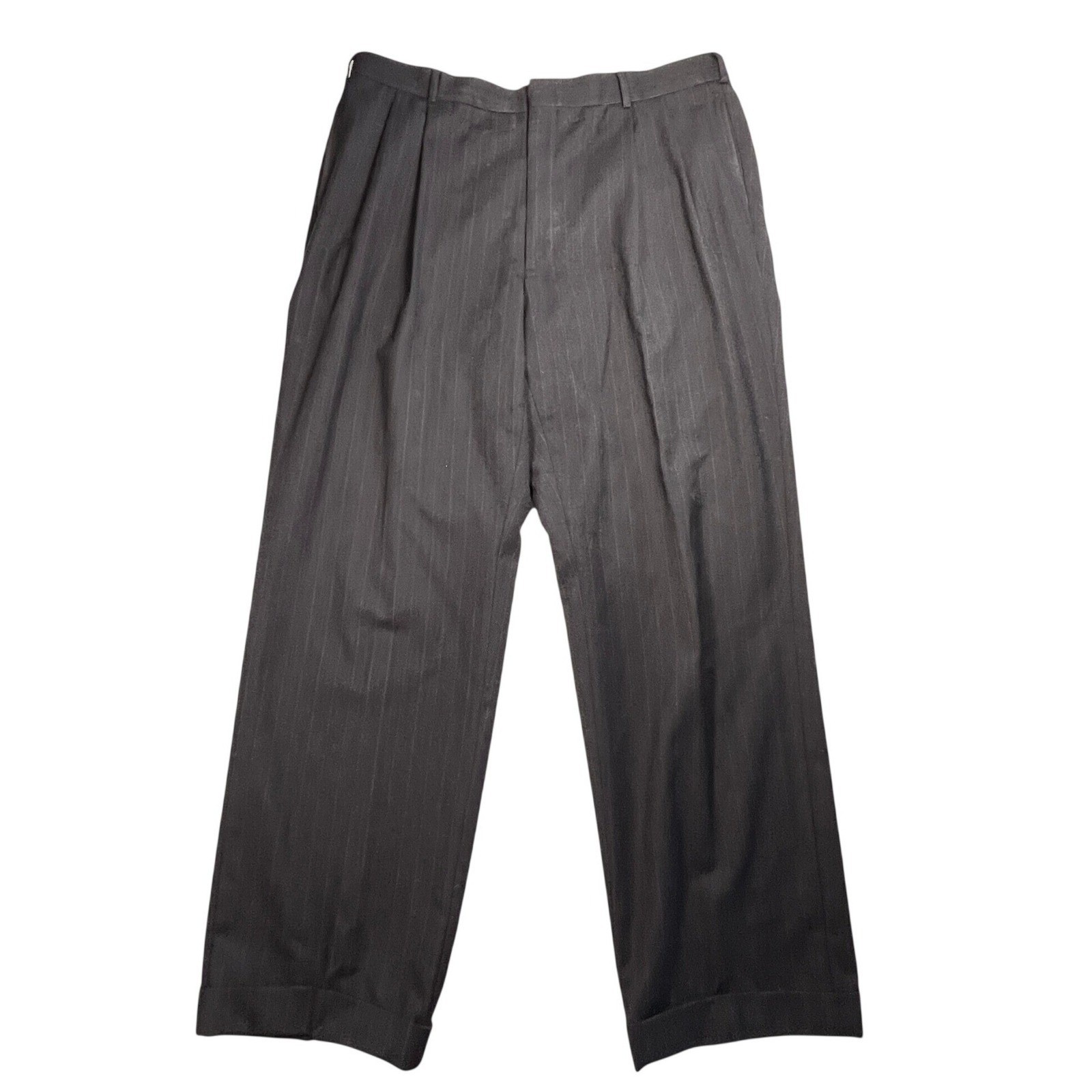 Brooks Brothers Suit Mens 46L Charcoal Pinstripe Brooksease Makers Wool USA 2pc