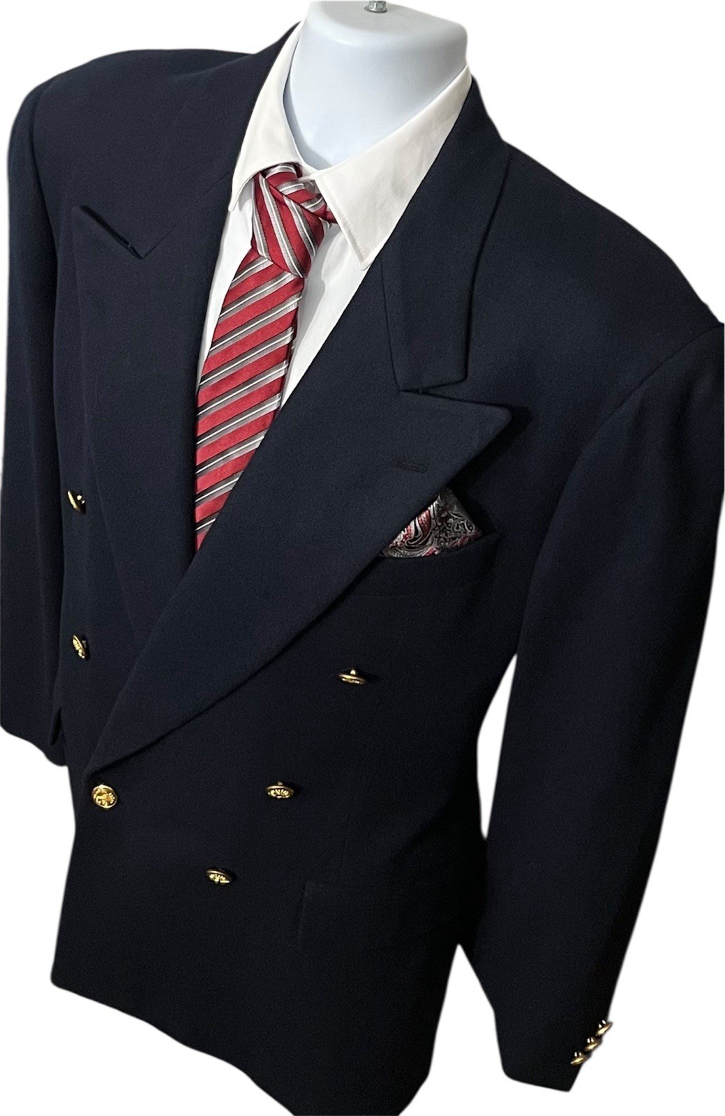 Vintage 70’s SOUTHWICK Double Breasted Navy Blue Blazer Mens 40R Gold Buttons