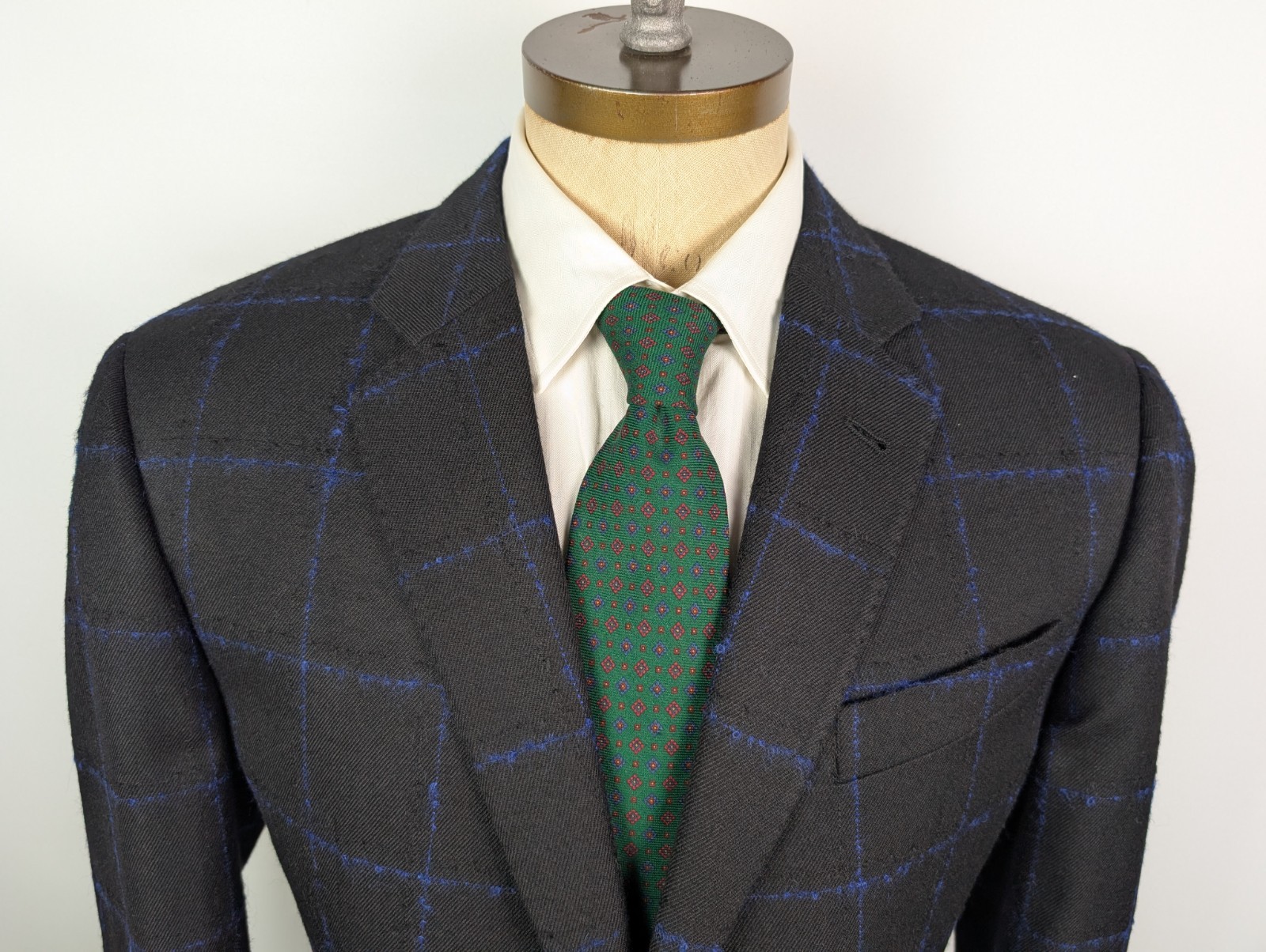 NWT ARMANI COLLEZIONI Sport Coat Black Blue Check Dual Vent Sz 56R IT 46R US