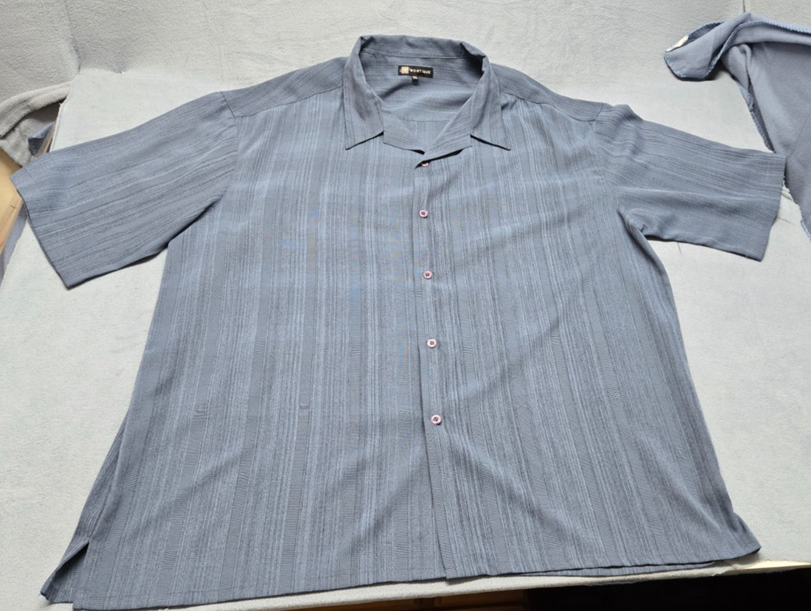 Montique Shirt Pants Set Mens Shirt 5XL & Pants 54 Blue Short Sleeve