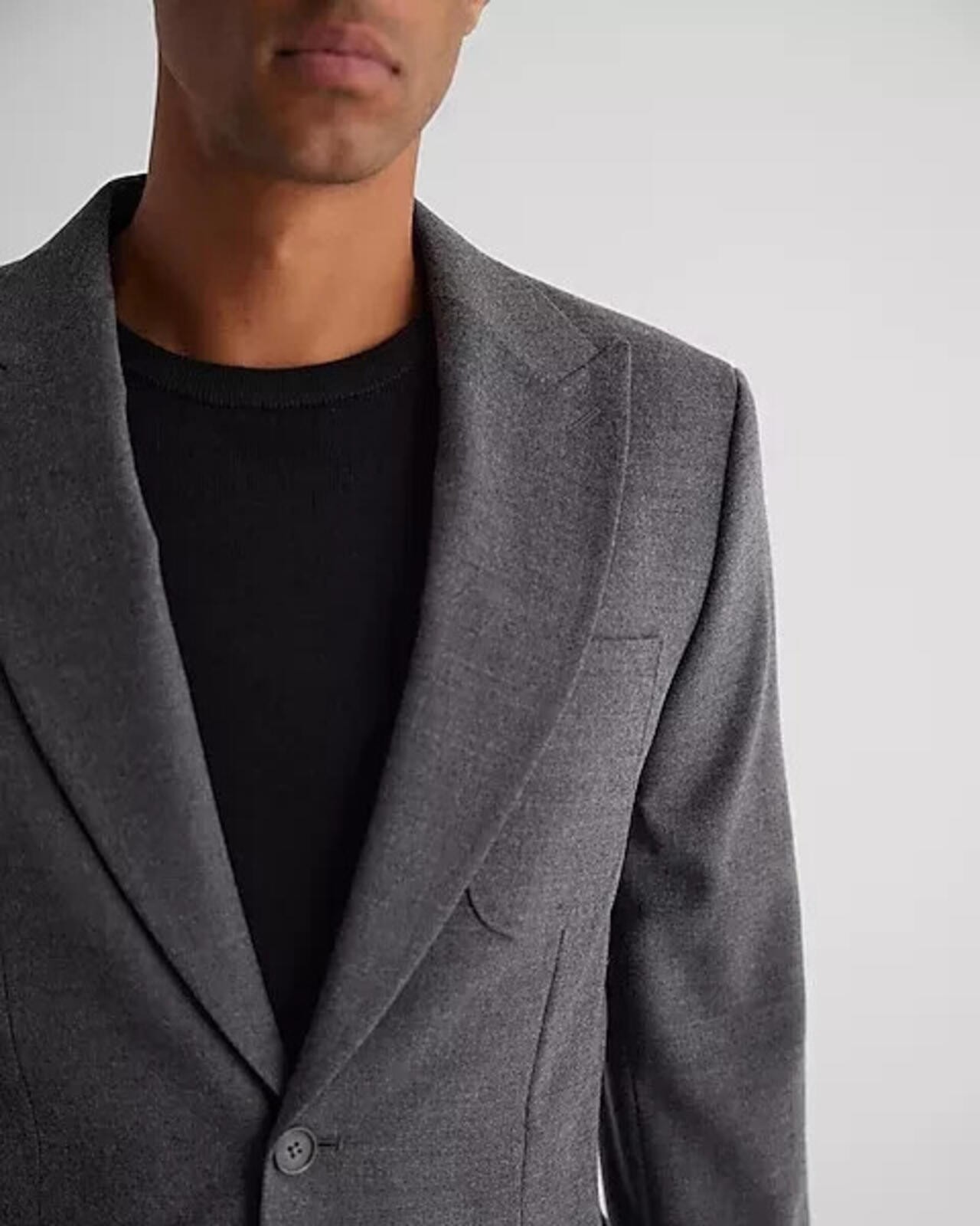 New Express Extra Slim Gray Wool-Blend Flannel Suit Jacket 40R *Retail $298*